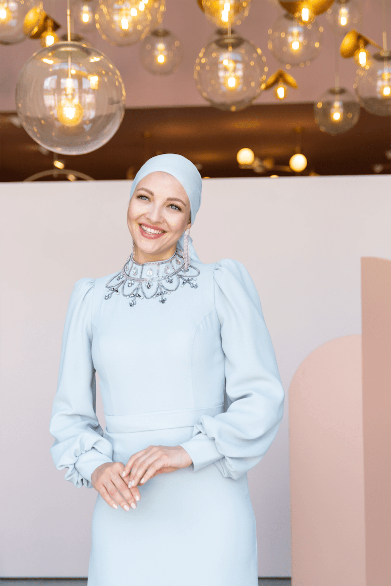 Taçmahal Hijab Evening Dress - Blue