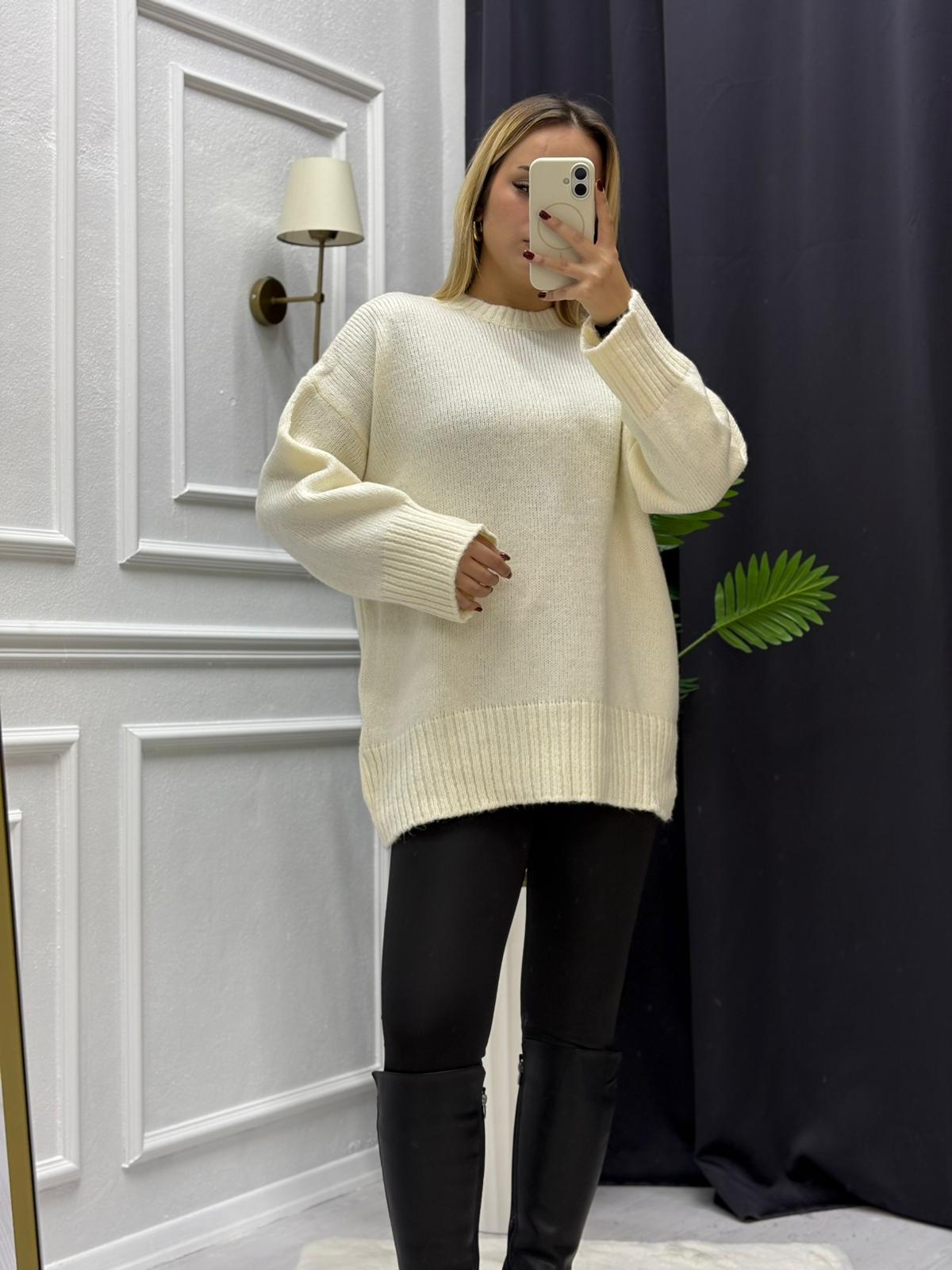 Bisiklet Yaka Kadın Triko Kazak