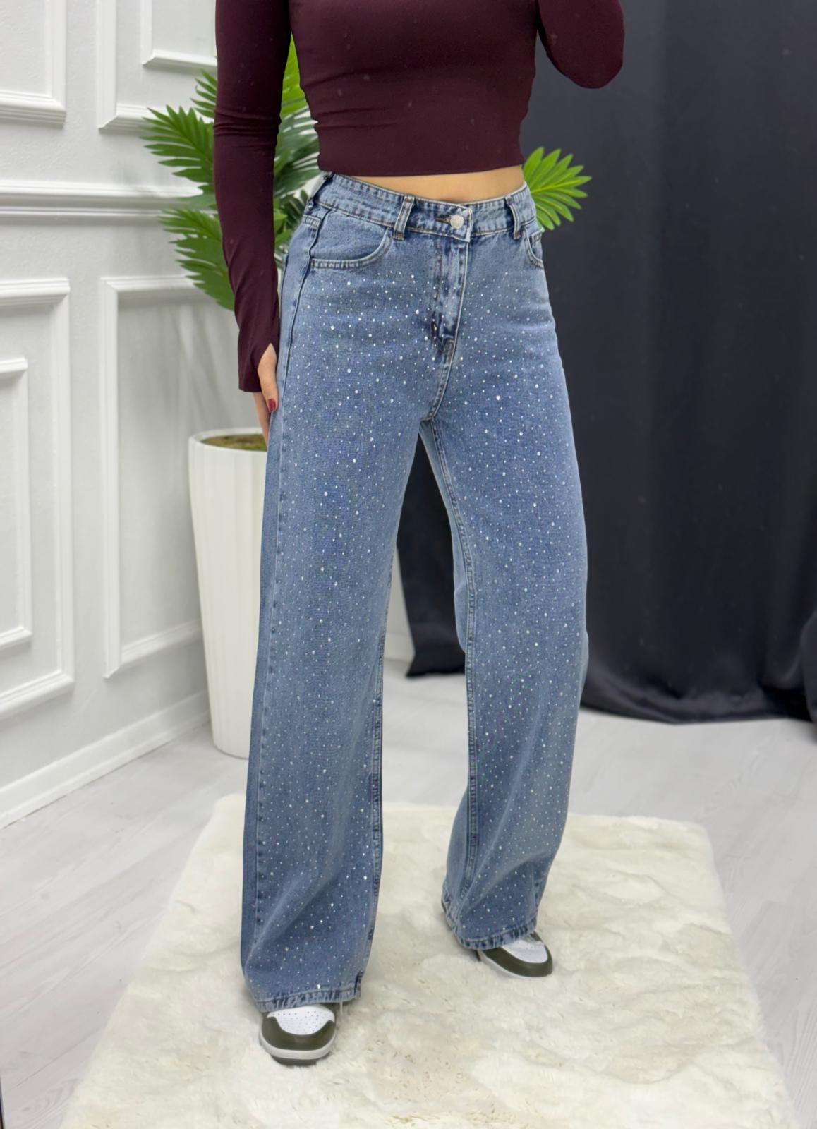 Nokta Taşlı Jean Pantolon