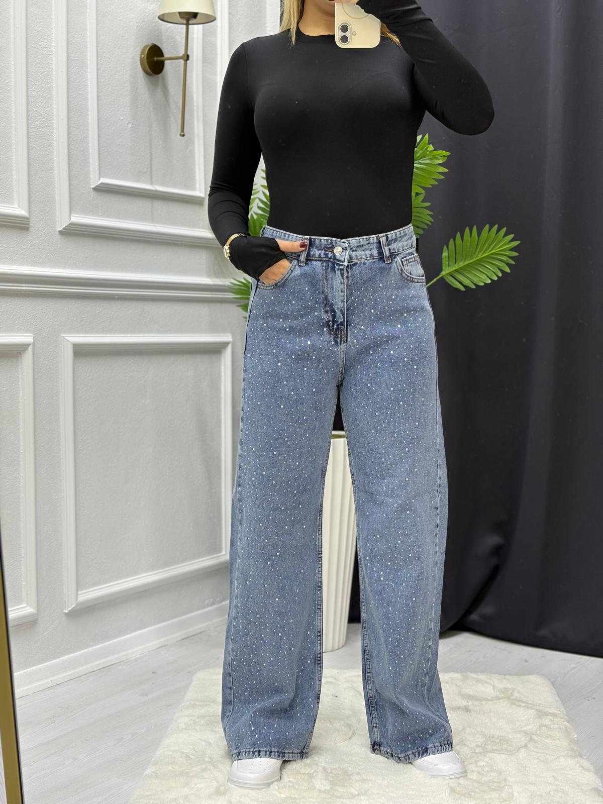 Nokta Taşlı Jean Pantolon