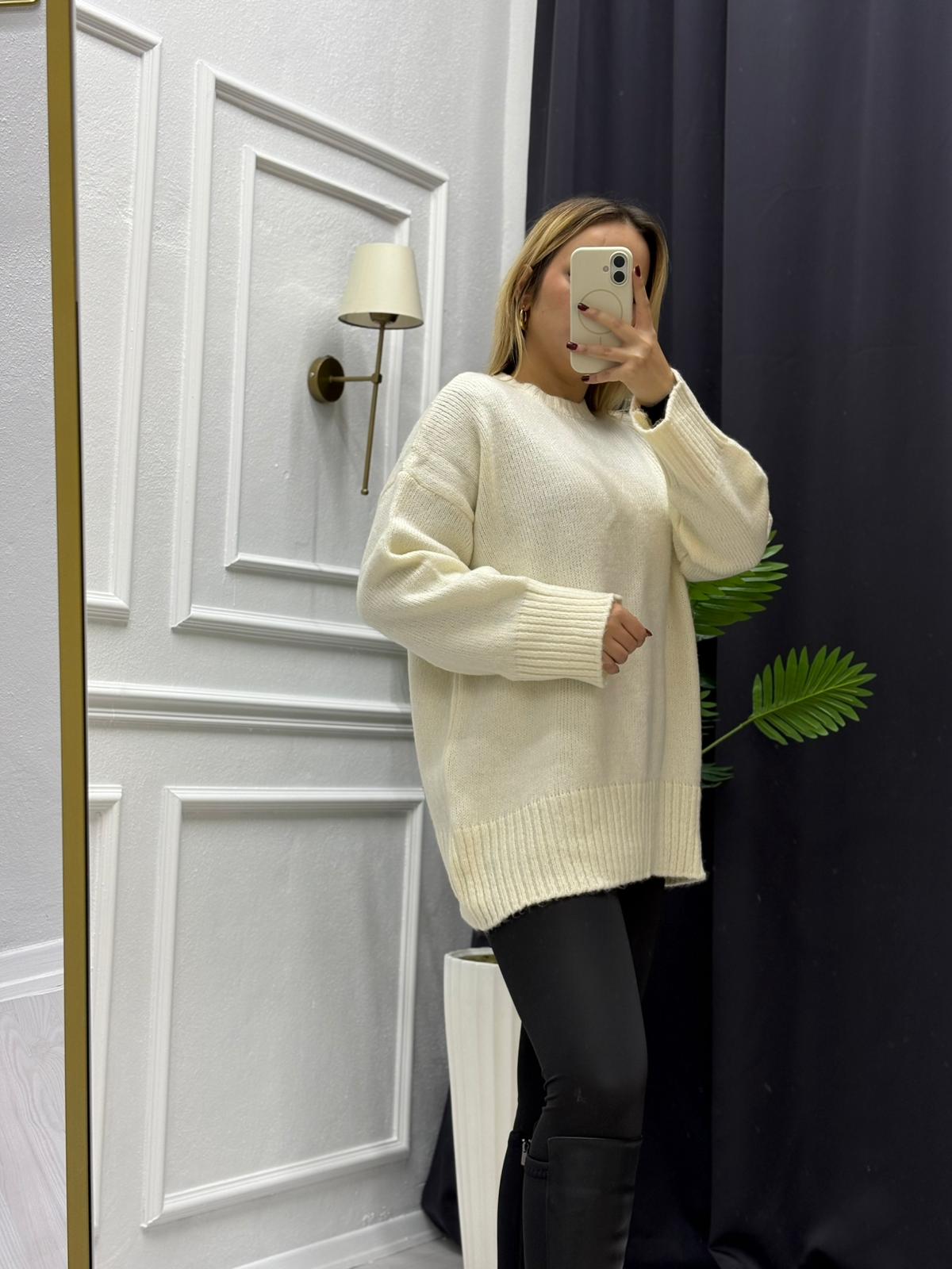 Bisiklet Yaka Kadın Triko Kazak