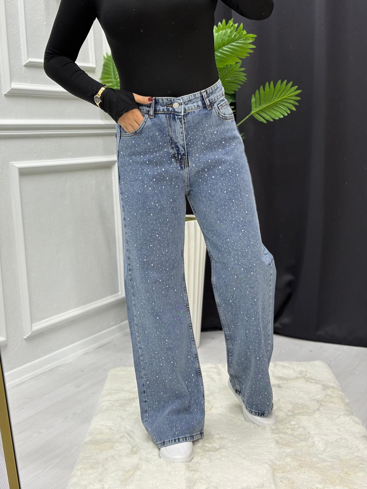 Nokta Taşlı Jean Pantolon