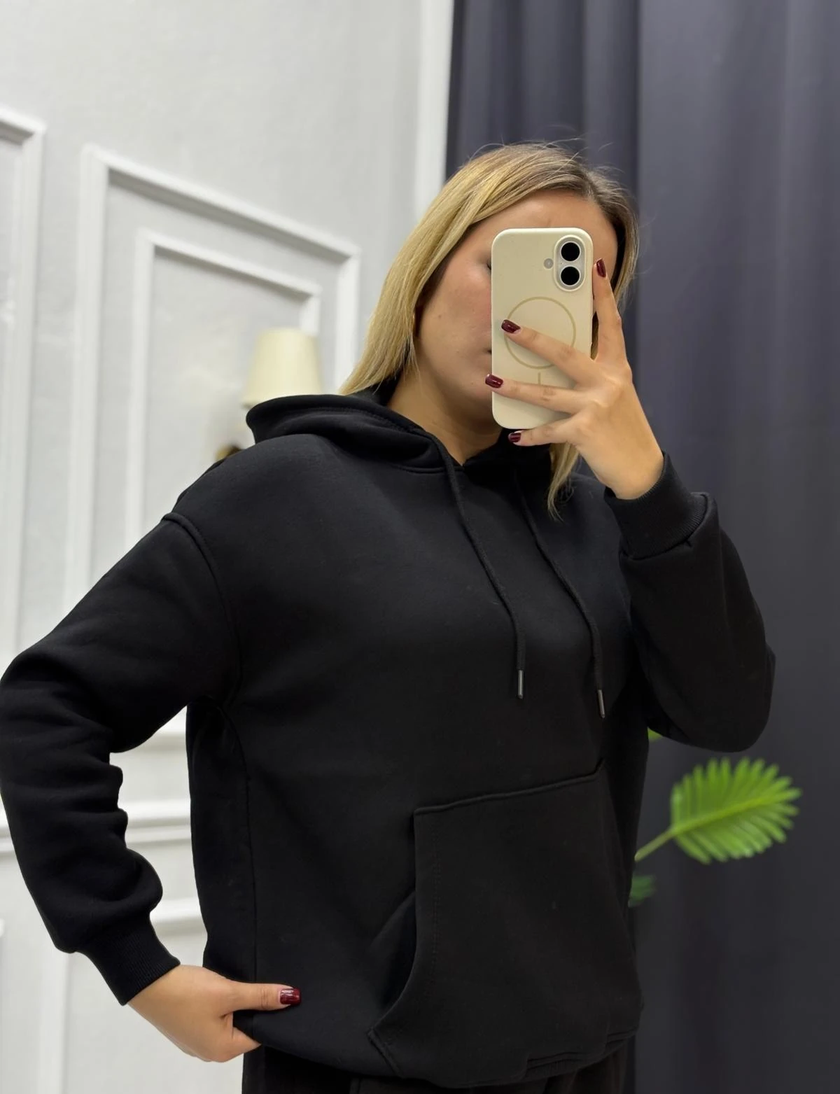 Kanguru Cep Oversize Kapüşonlu Sweatshirt