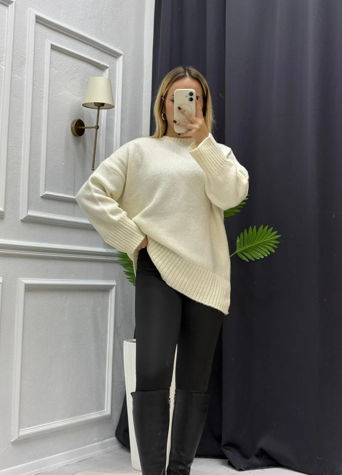 Bisiklet Yaka Kadın Triko Kazak - EKRU