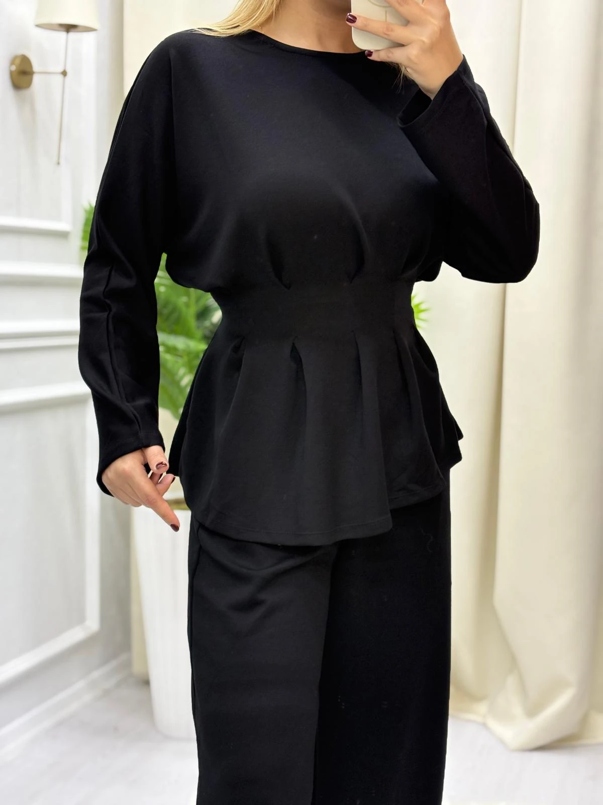 Pileli Kuşak Detaylı Salaş Takım