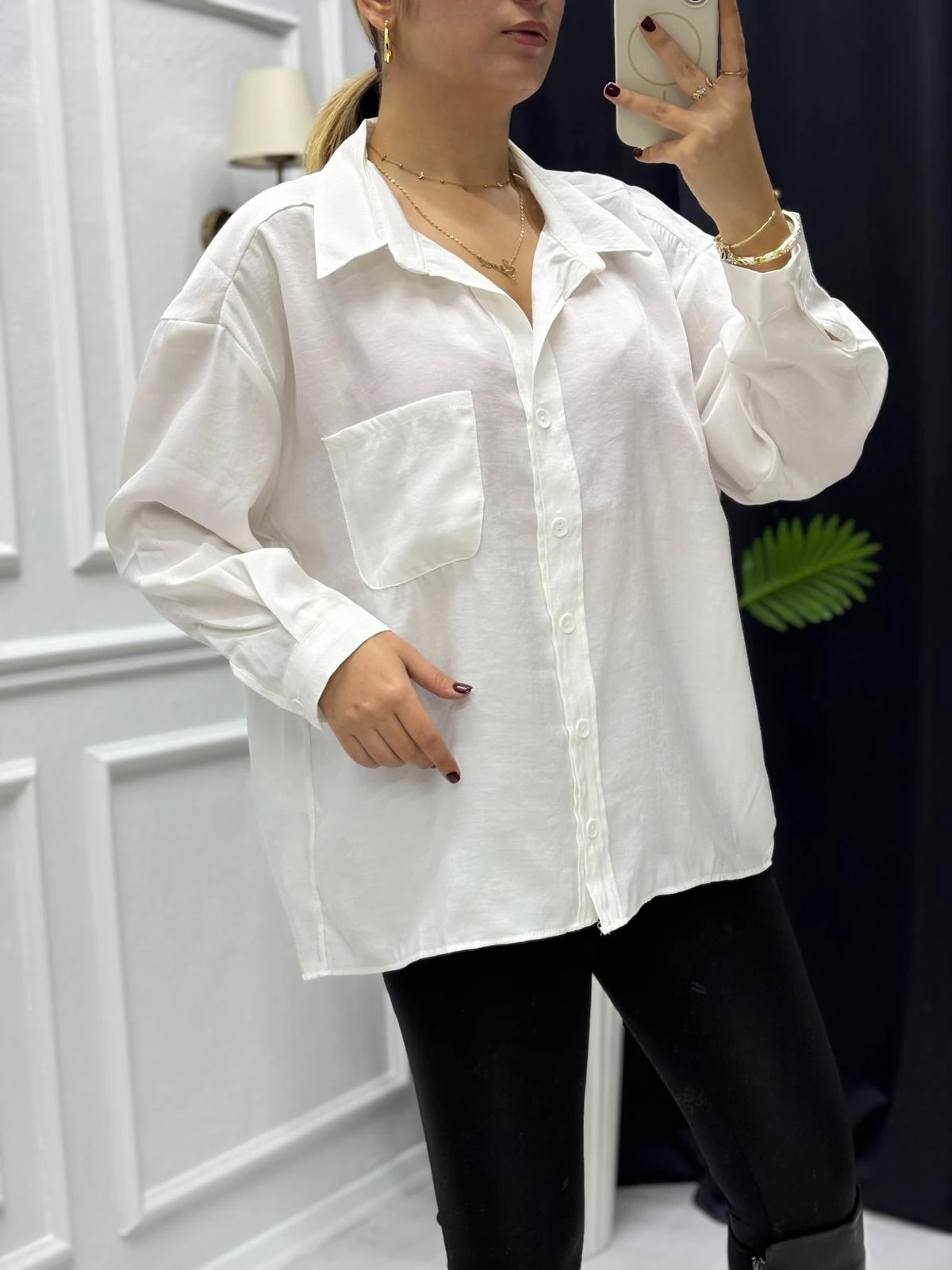 Açıkyaka Oversize Gömlek