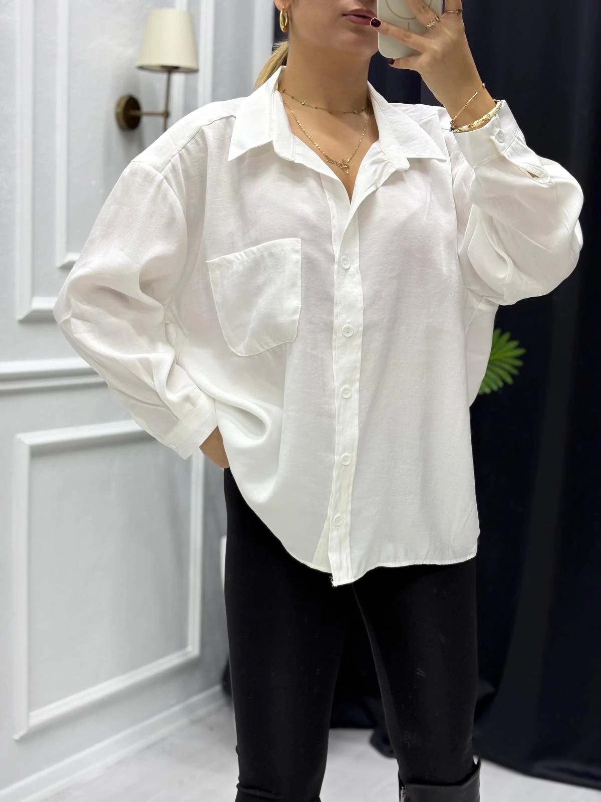 Açıkyaka Oversize Gömlek