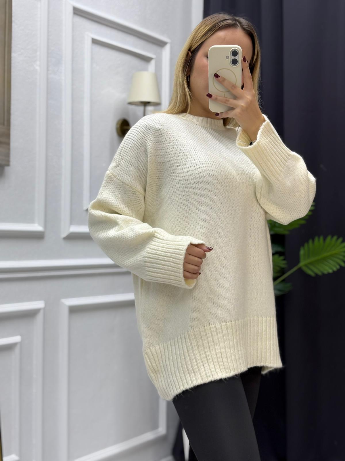 Bisiklet Yaka Kadın Triko Kazak