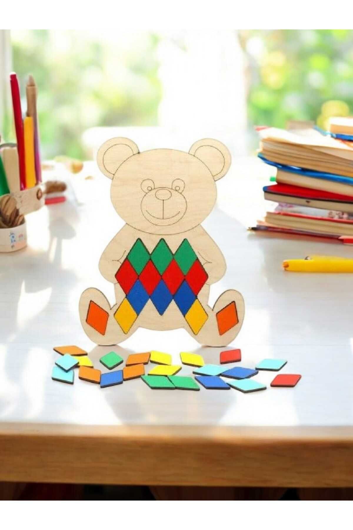 Ahşap Sevimli Ayıcık Konseptli Geometrik Tangram Seti