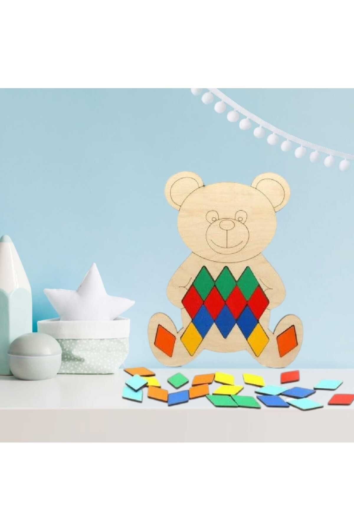 Ahşap Sevimli Ayıcık Konseptli Geometrik Tangram Seti