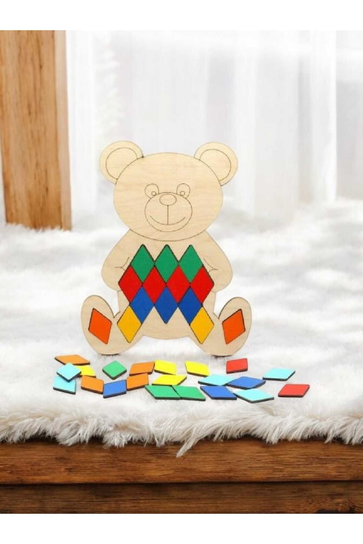 Ahşap Sevimli Ayıcık Konseptli Geometrik Tangram Seti