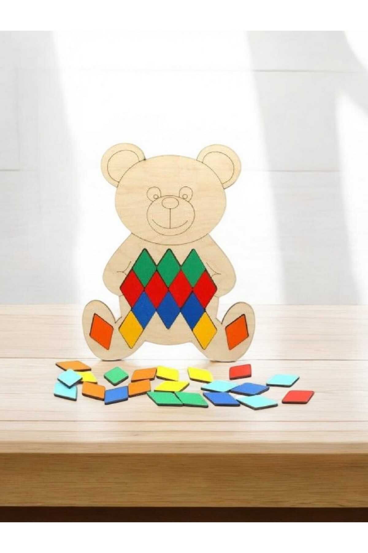 Ahşap Sevimli Ayıcık Konseptli Geometrik Tangram Seti