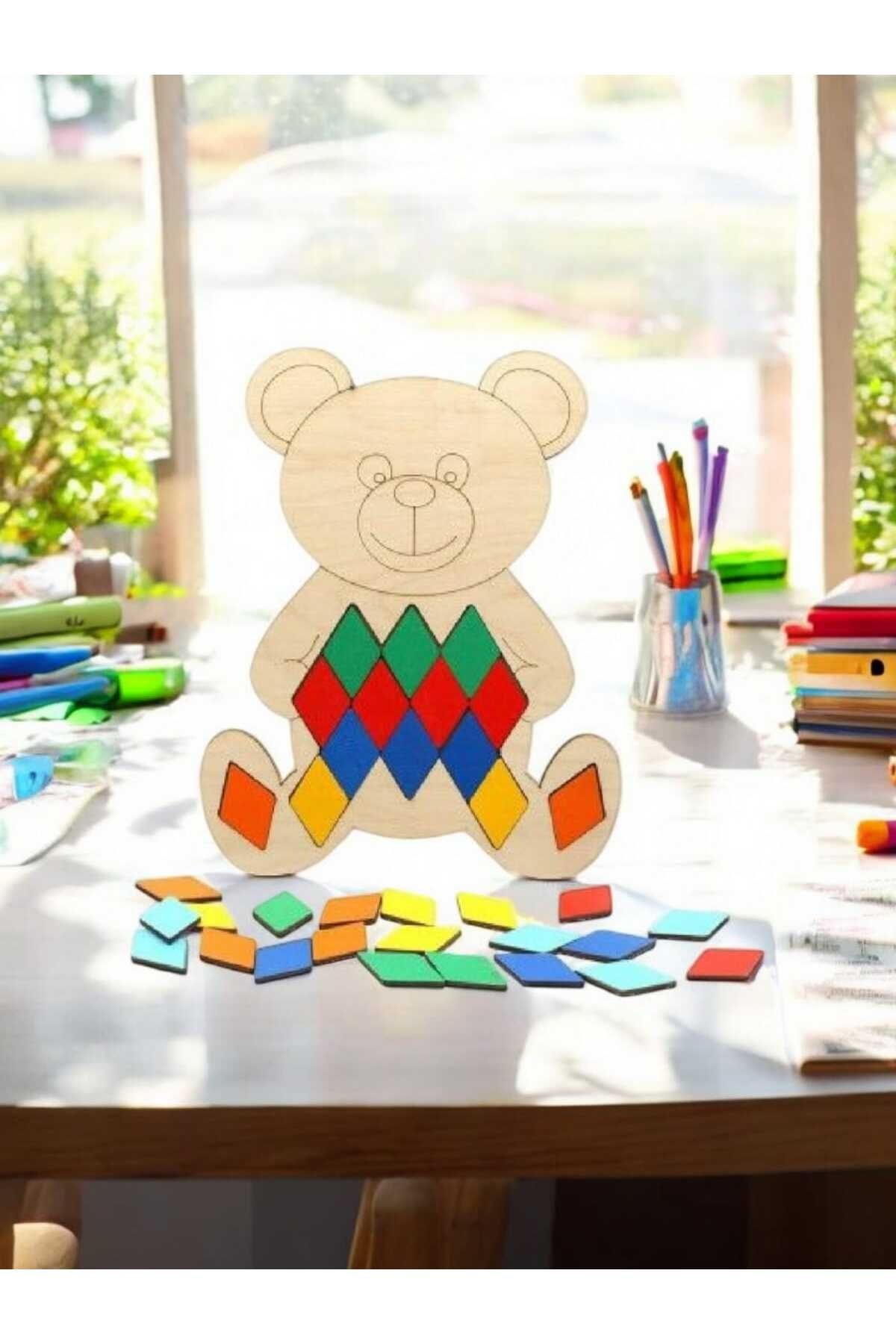 Ahşap Sevimli Ayıcık Konseptli Geometrik Tangram Seti