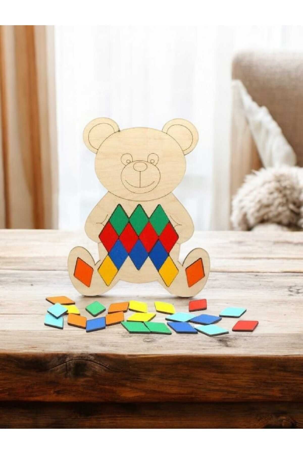 Ahşap Sevimli Ayıcık Konseptli Geometrik Tangram Seti