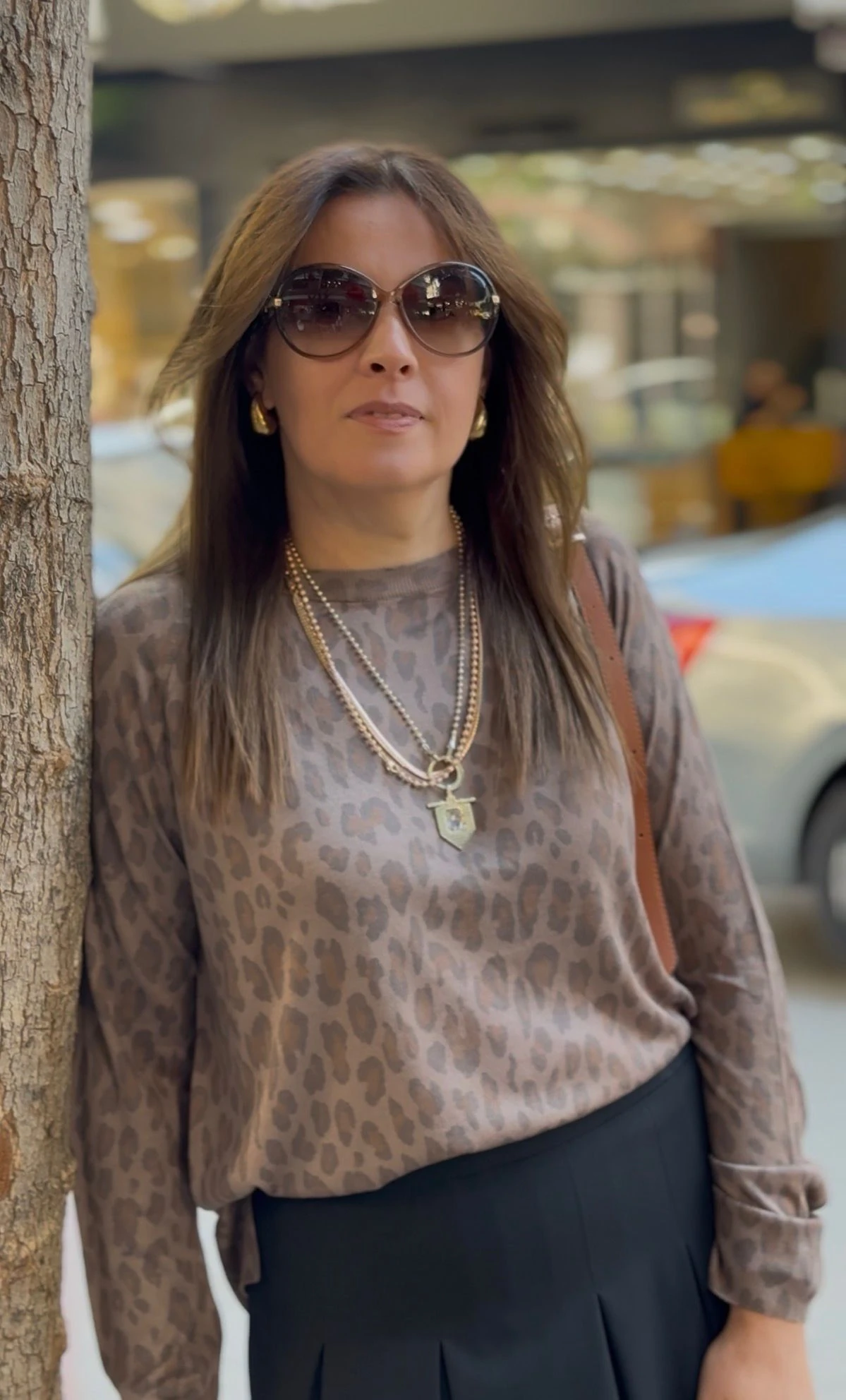 leopar desenli kazak 