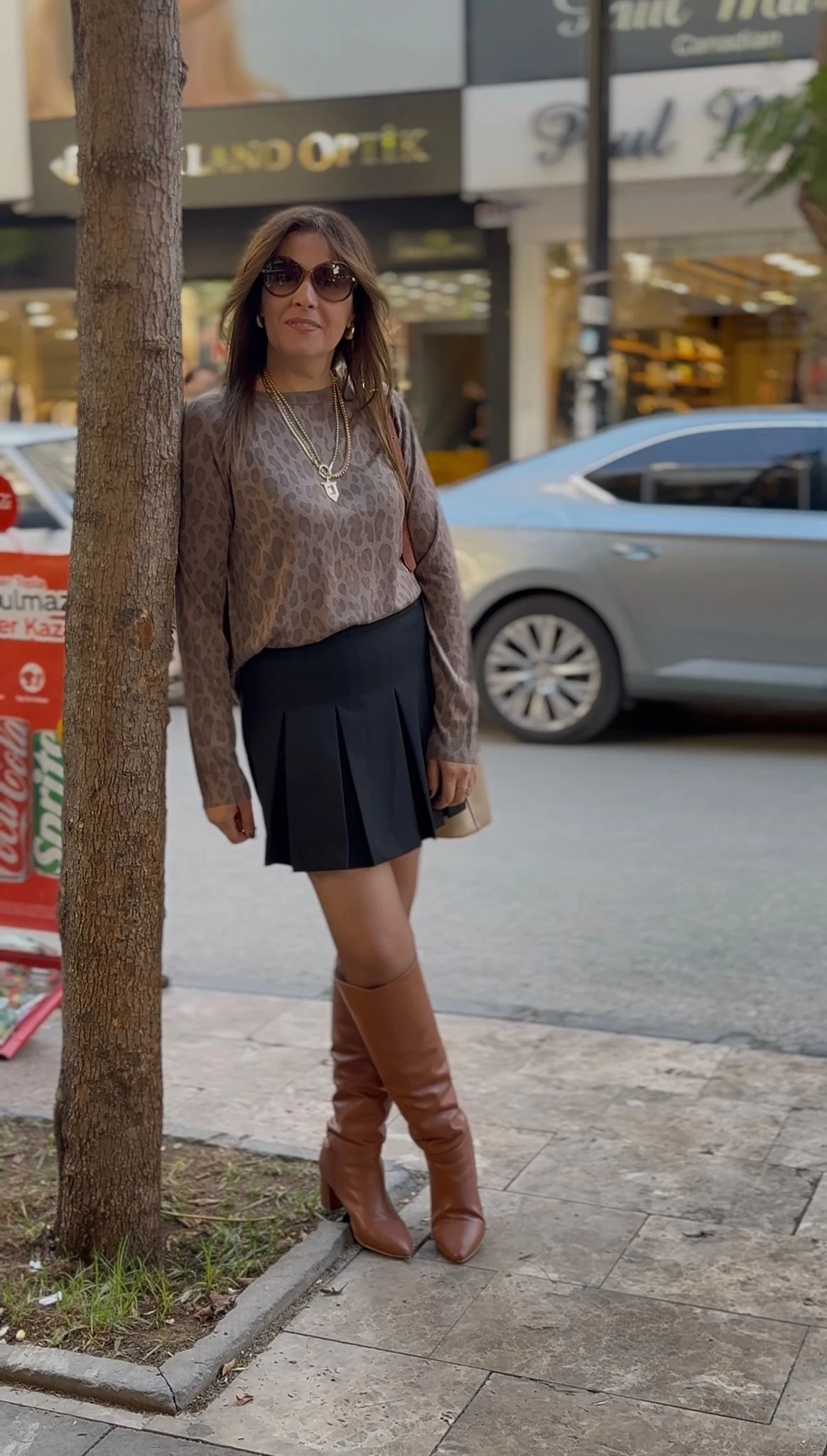 leopar desenli kazak 