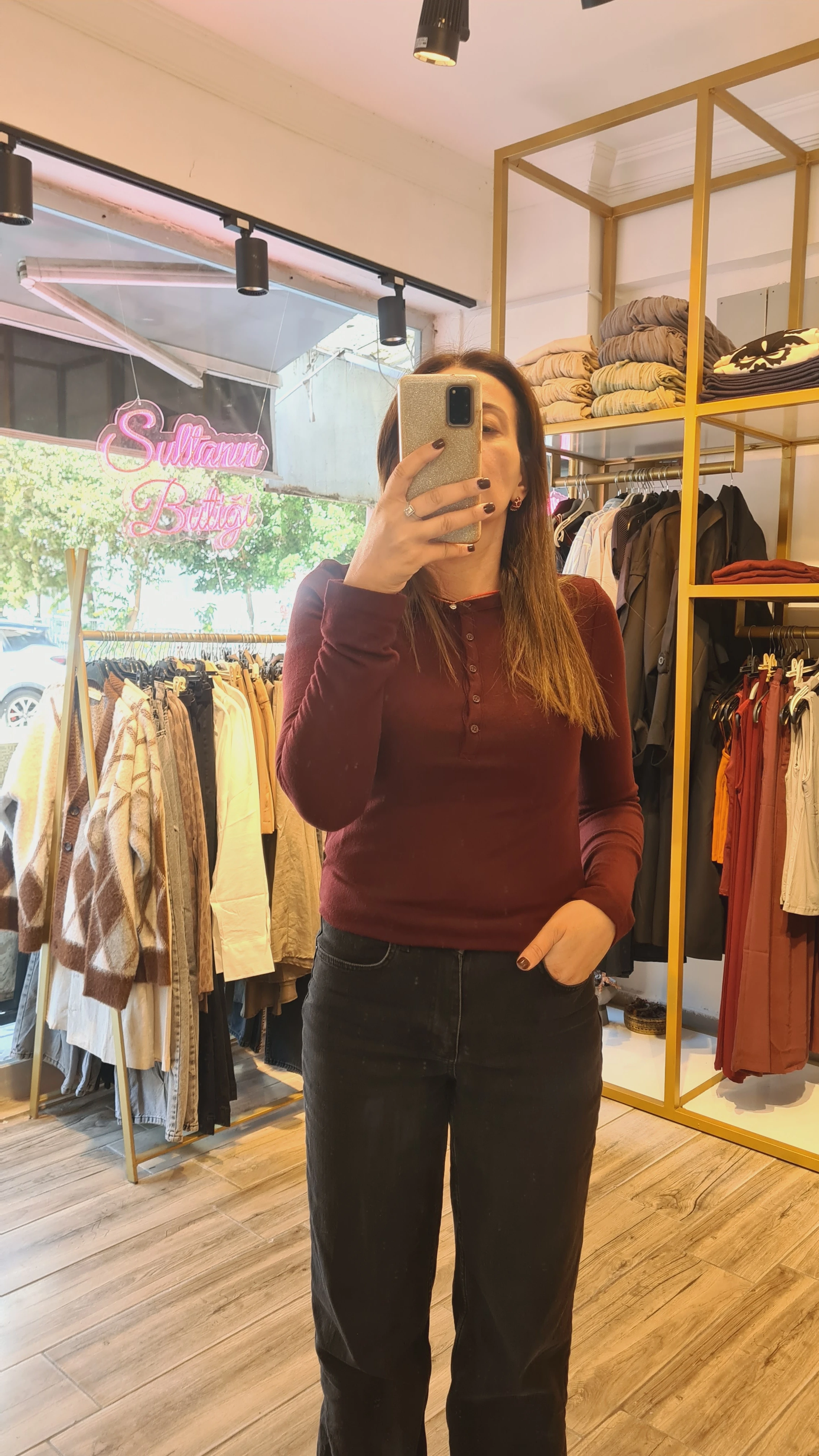 On kısmı dügmeli bluz 