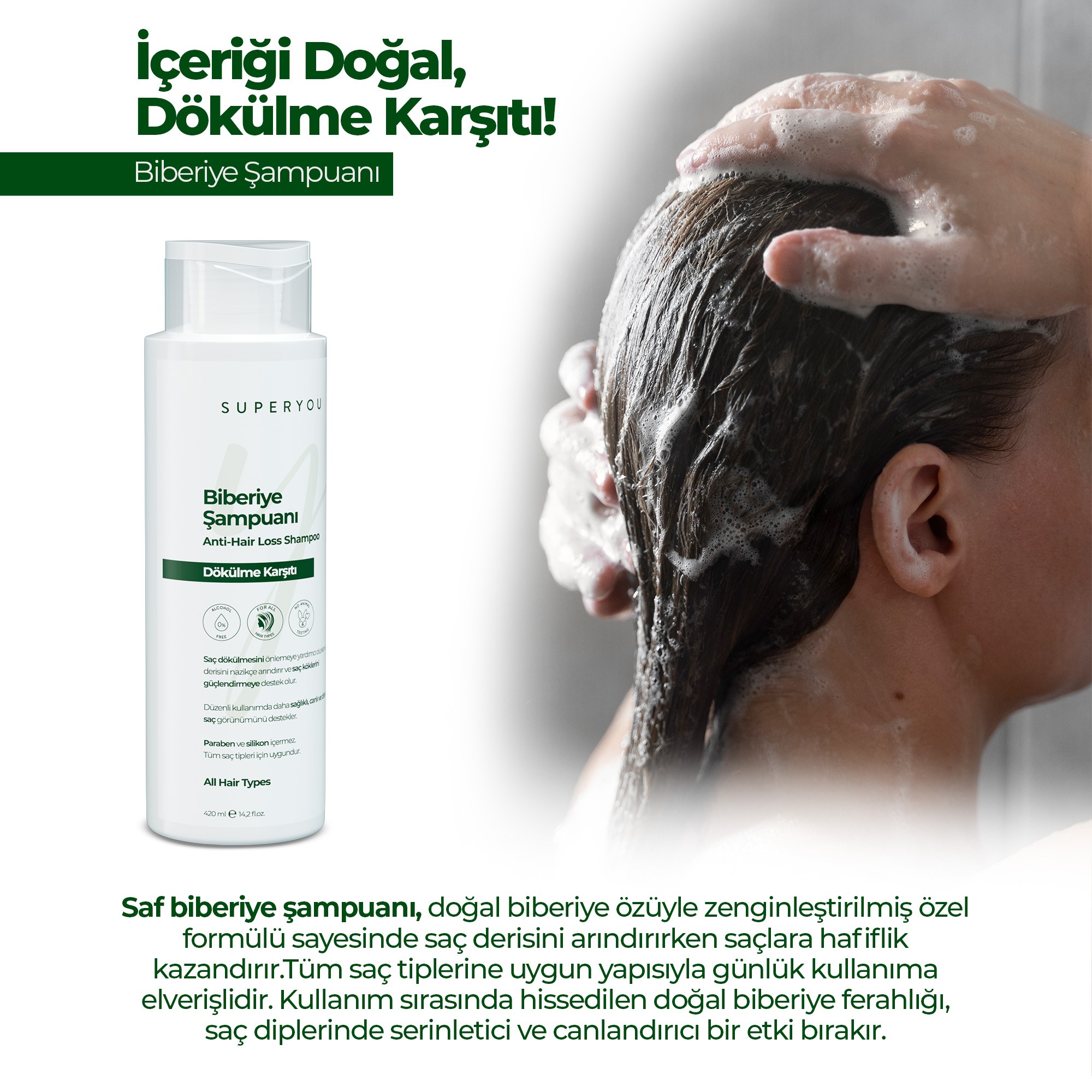 Saç Dökülmesini Önlemeye Yardımcı Biberiye Şampuanı