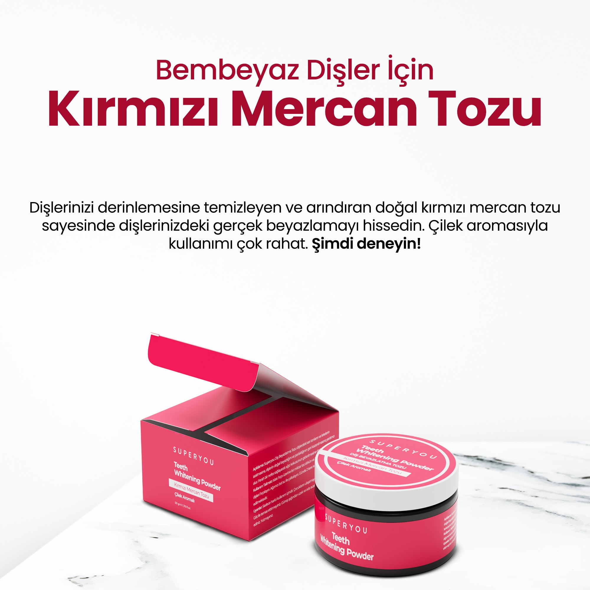Diş Beyazlatıcı Kırmızı Mercan Tozu (50 gr)