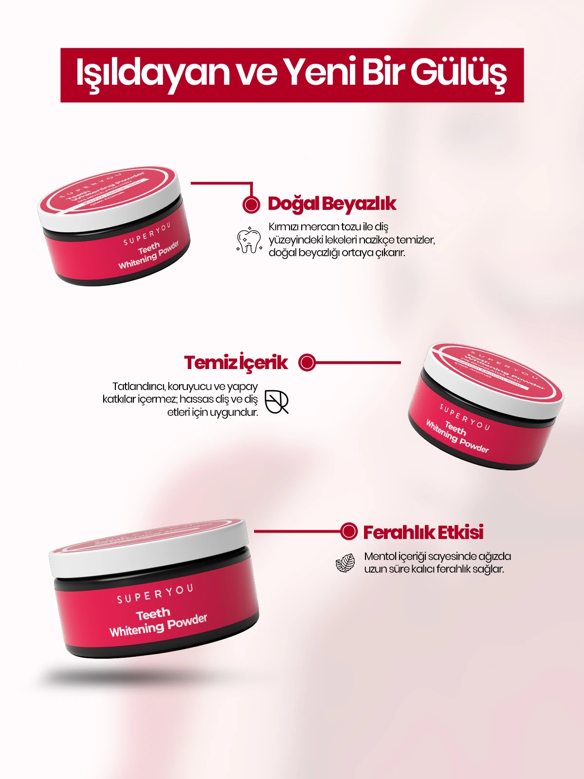 Diş Beyazlatıcı Kırmızı Mercan Tozu (50 gr)