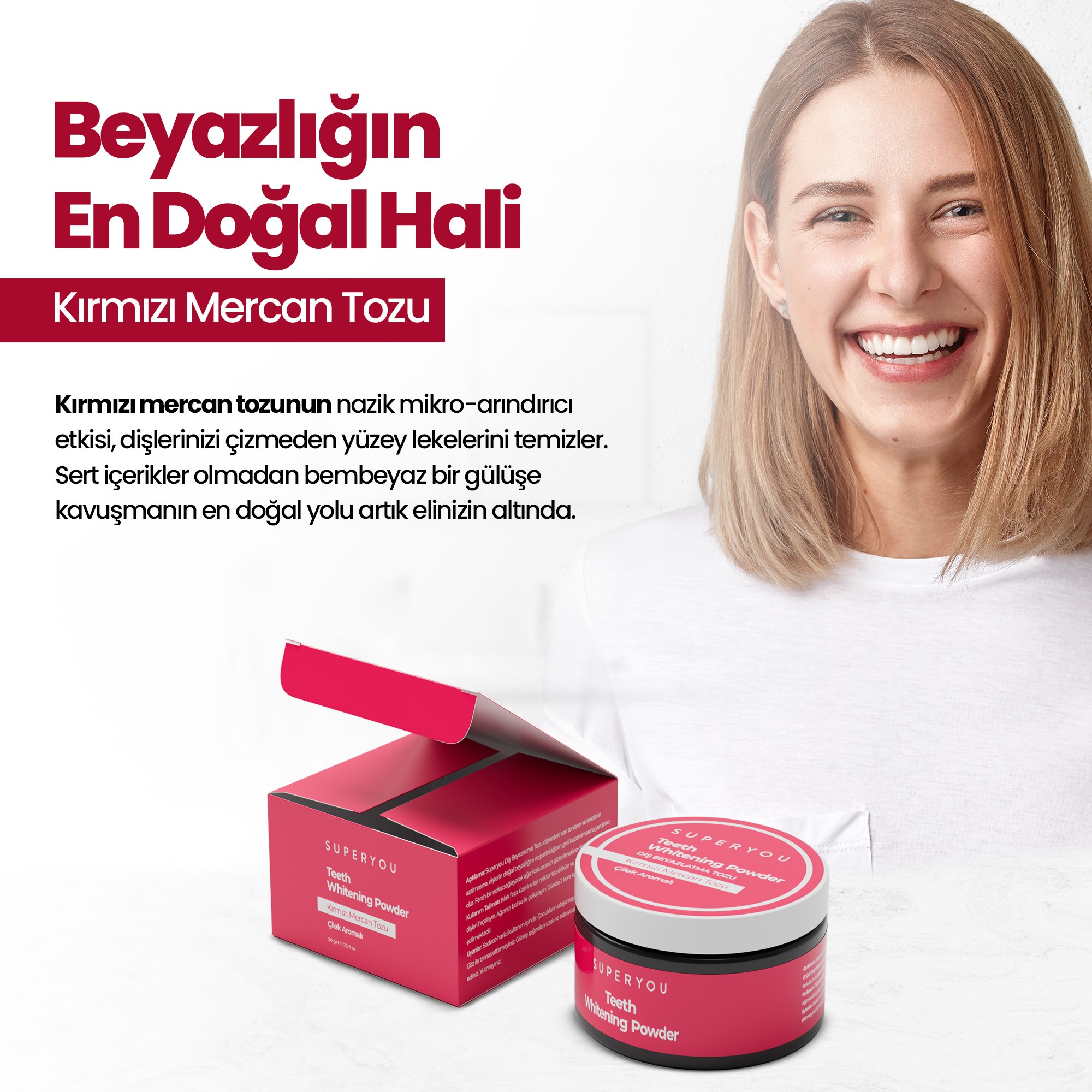 Diş Beyazlatıcı Kırmızı Mercan Tozu (50 gr)