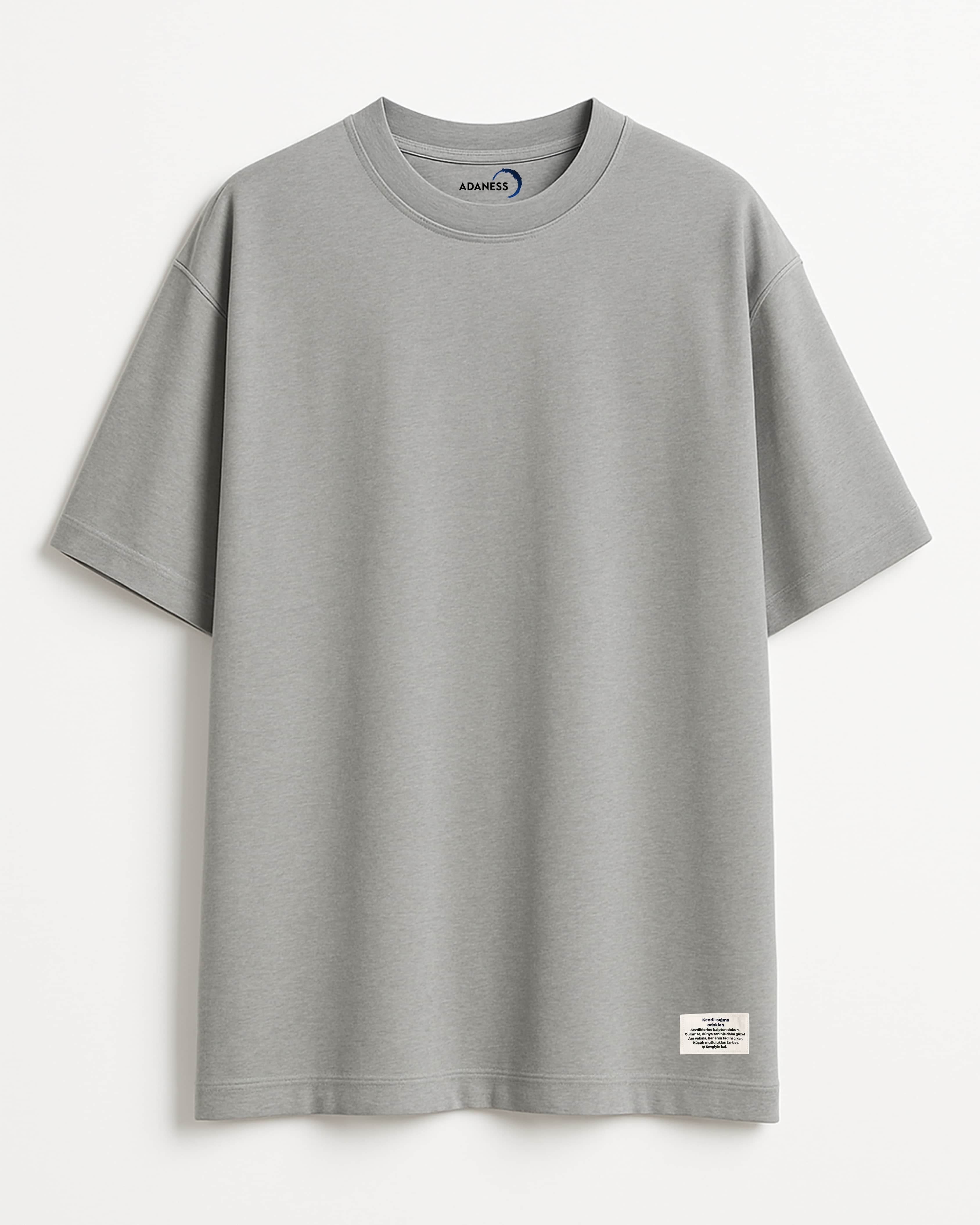 ADANESS Basic Oversize Unisex Tişört - Gri