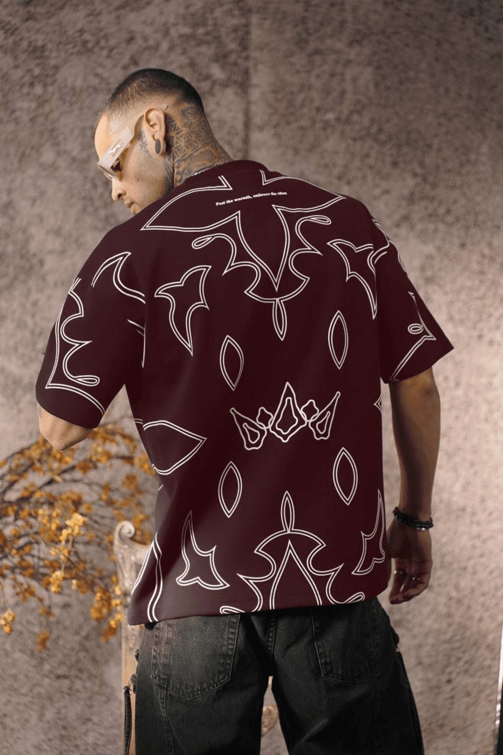 WarmVibes Oversize Unisex Tişört | ADANESS - Bordo
