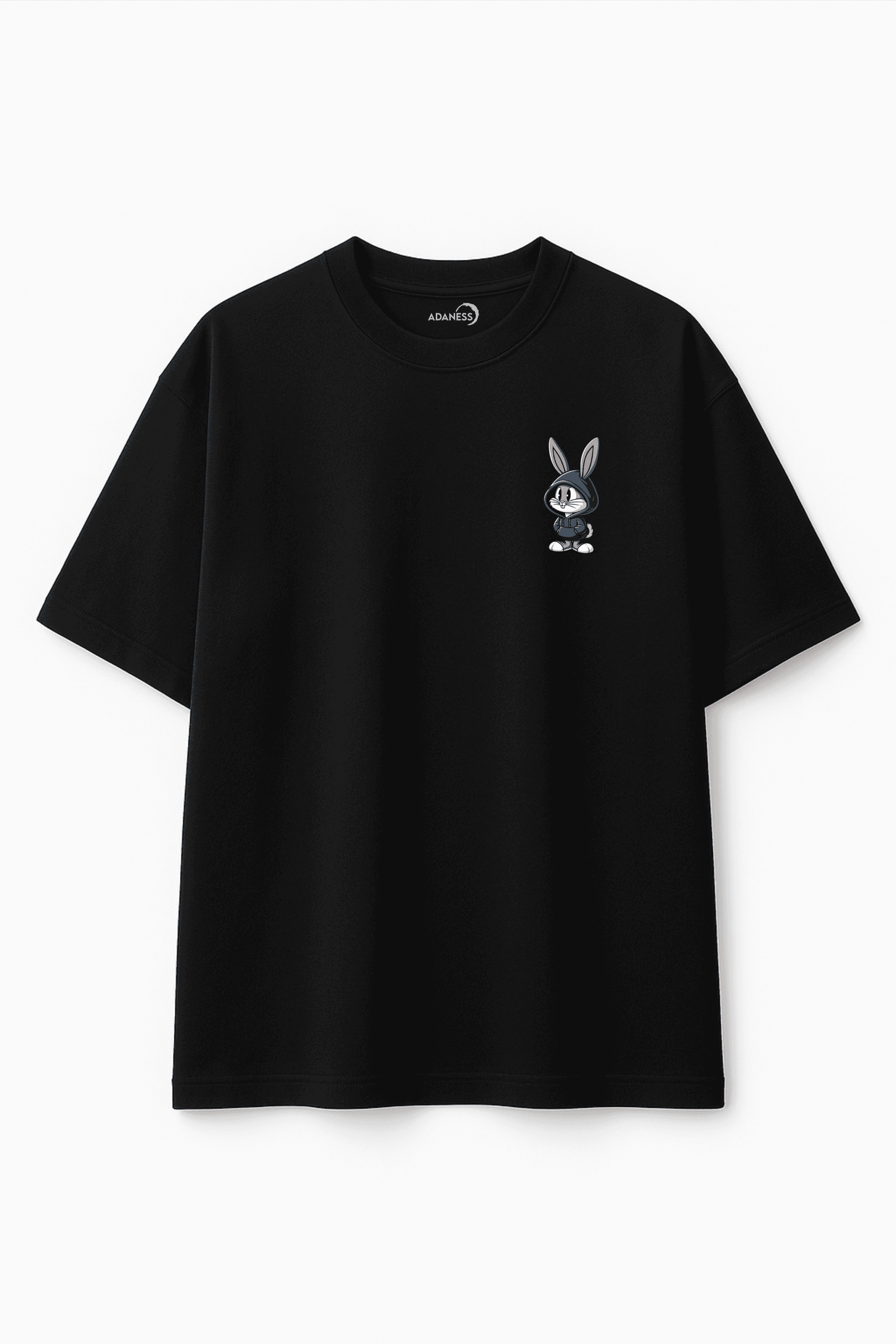 ADANESS Bugs Bunny Baskılı Oversize Tişört - Siyah