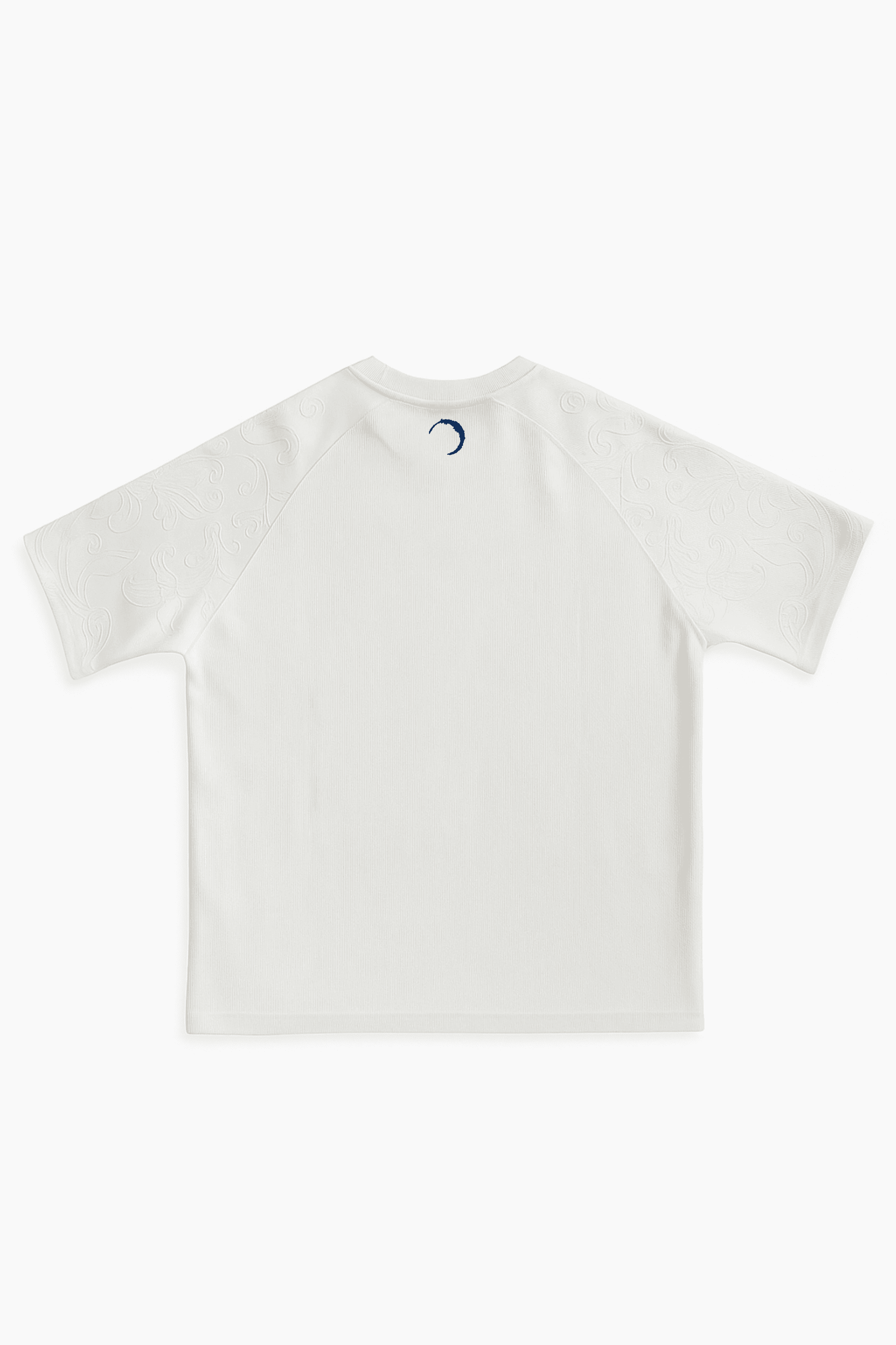 ADANESS Reglan Kol Kabartma Baskılı Oversize Unisex Tişört - Beyaz