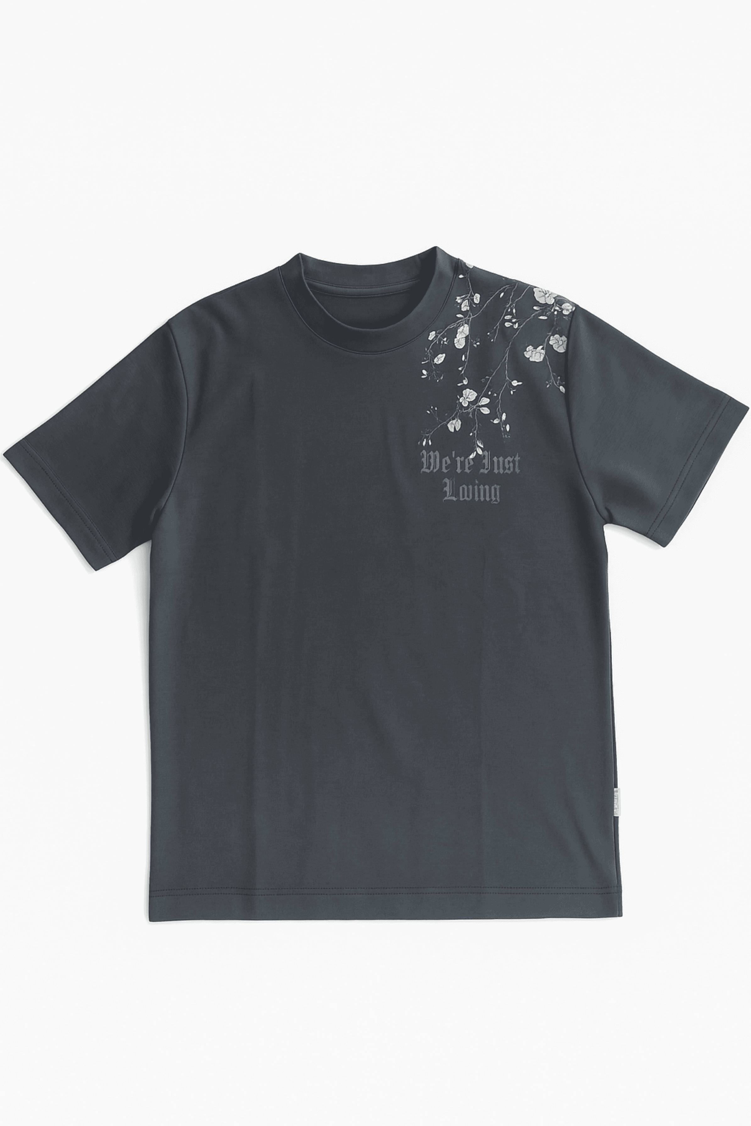ADANESS We're Just Living Çiçek Desen Nakışlı Unisex Tişört
