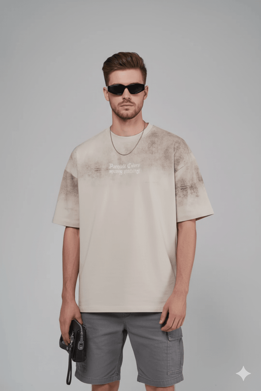Paranoid Edition Oversize Unisex Tişört - Bej