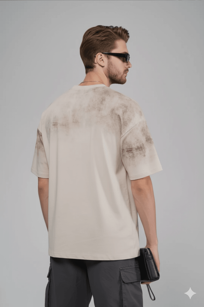 Paranoid Edition Oversize Unisex Tişört - Bej