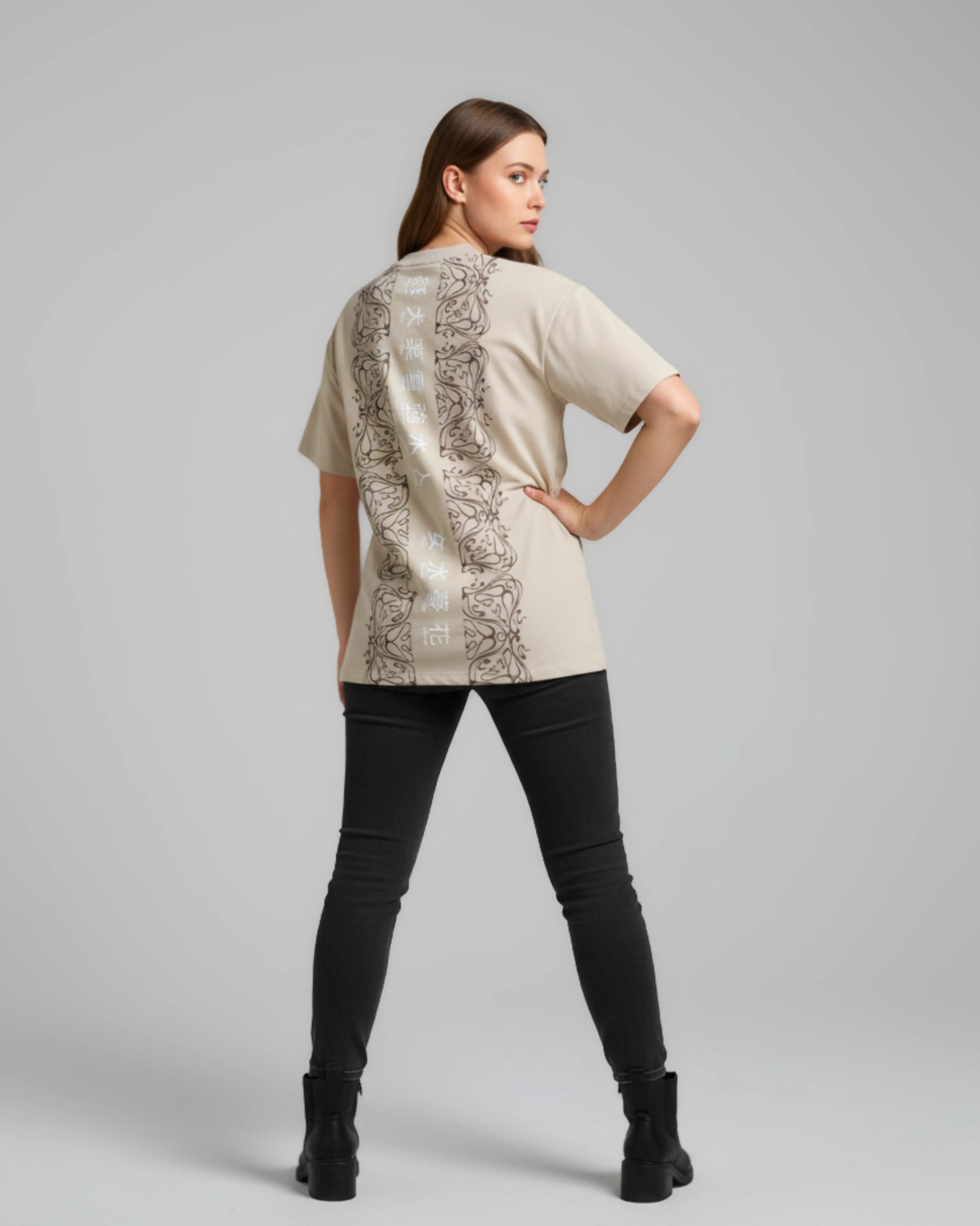 Dream Flow Oversize Unisex Tişört - Bej