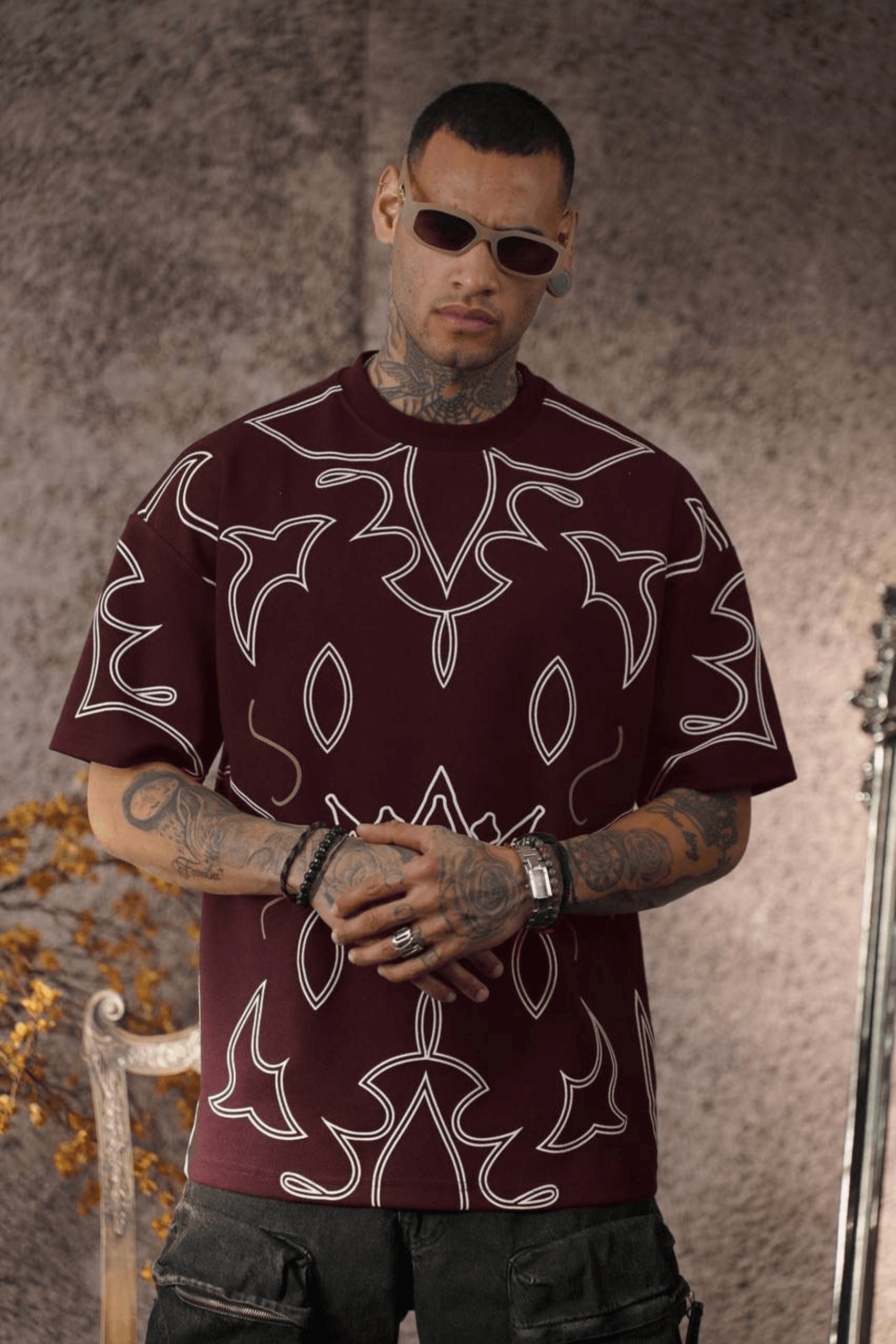 WarmVibes Oversize Unisex Tişört | ADANESS - Bordo