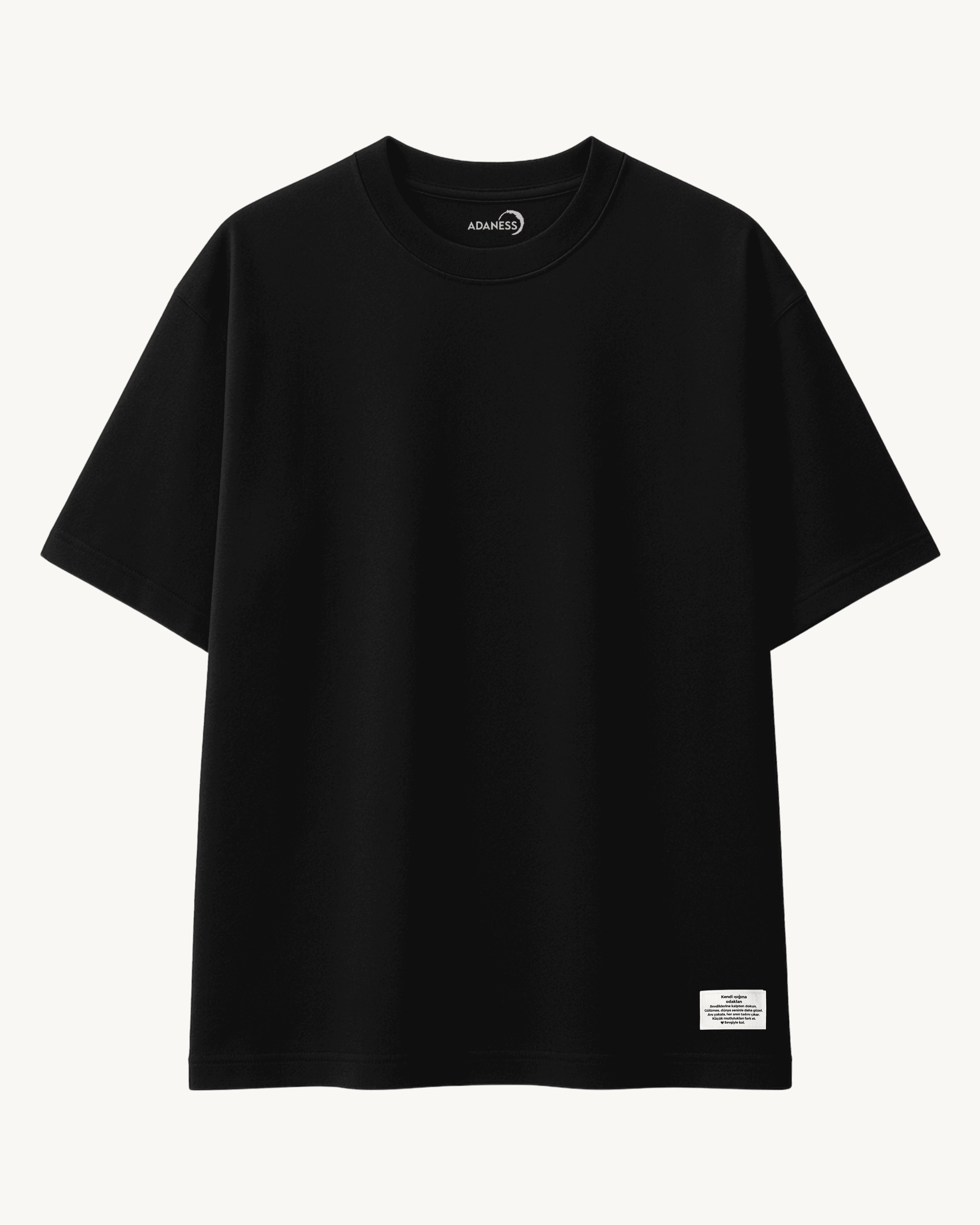 ADANESS Basic Oversize Unisex Tişört - Siyah