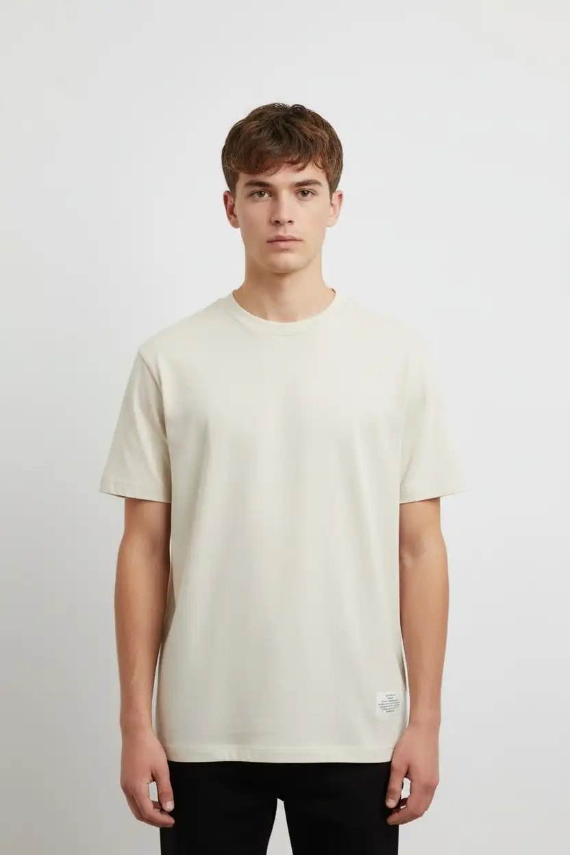 ADANESS Basic Oversize Unisex Tişört - Krem