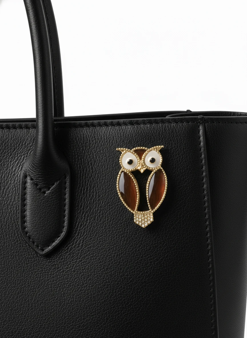 Kahverengi Taş Detaylı Baykuş Figürlü Broş