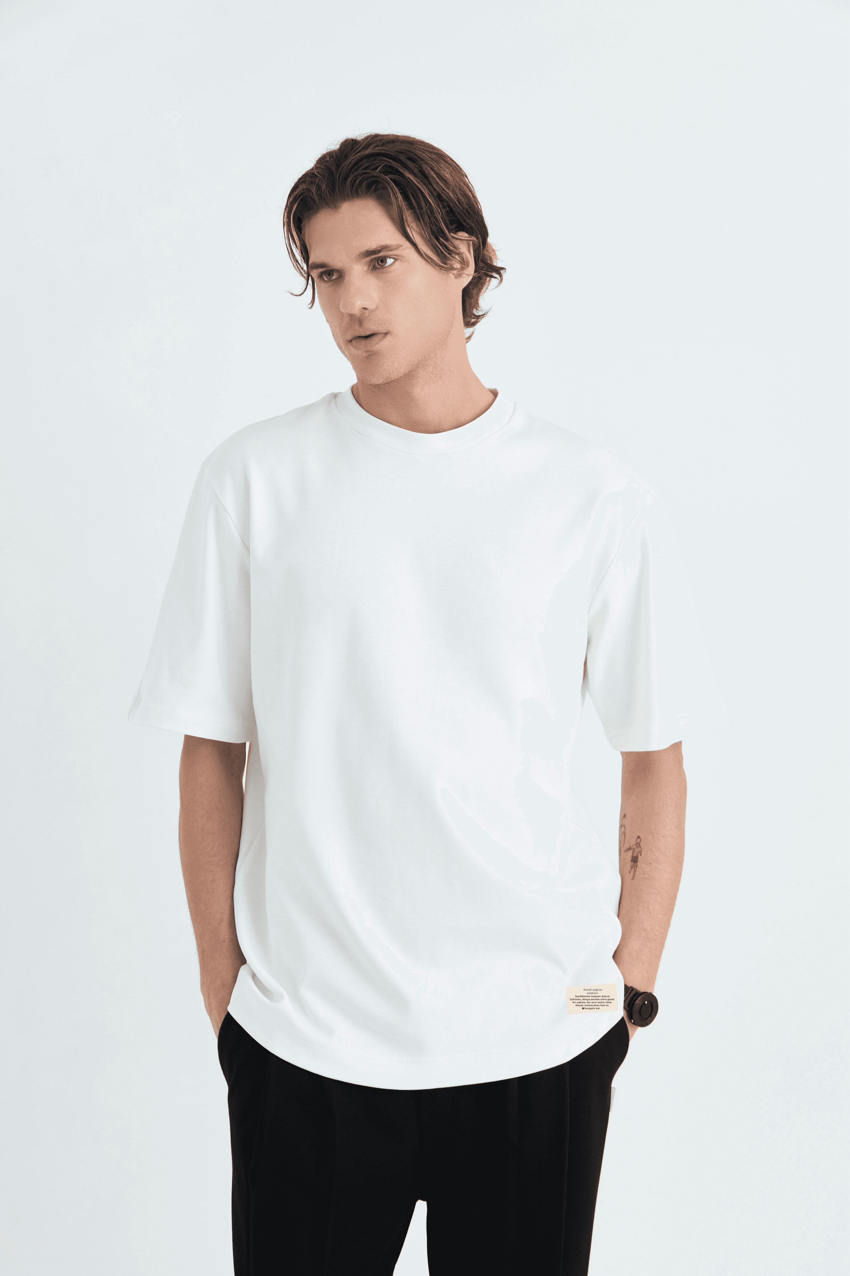 ADANESS Basic Oversize Unisex Tişört - Beyaz