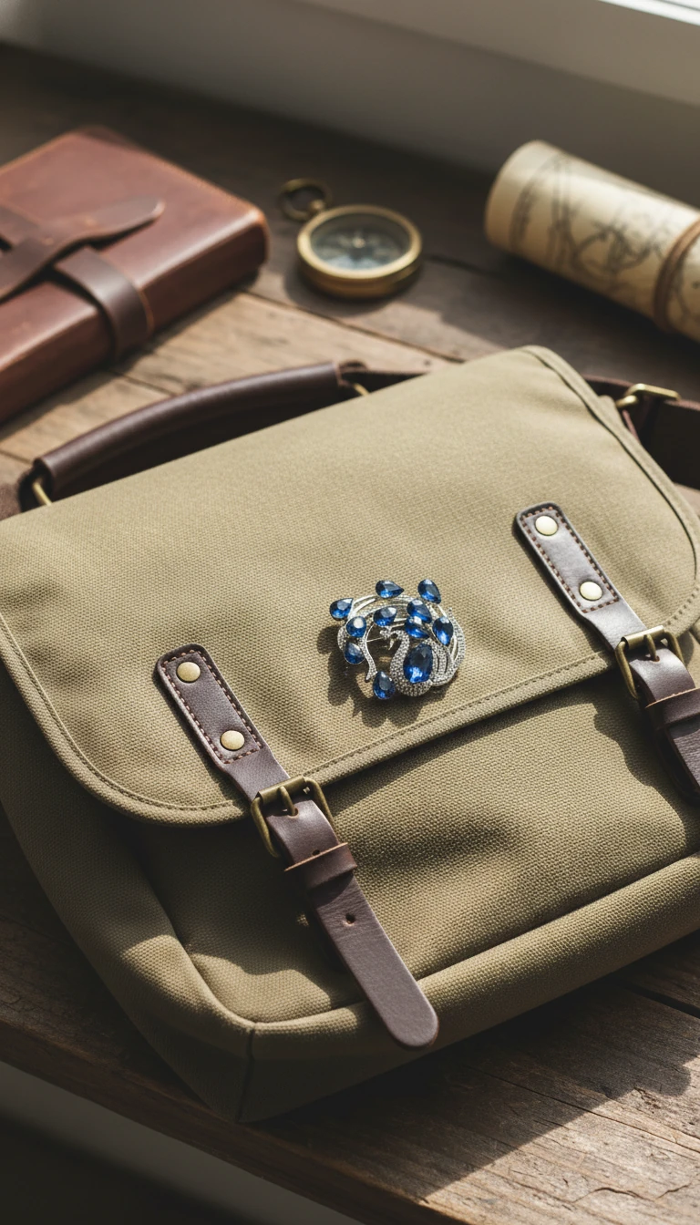 Mavi Kristal Taşlı Tavus Kuşu Broş