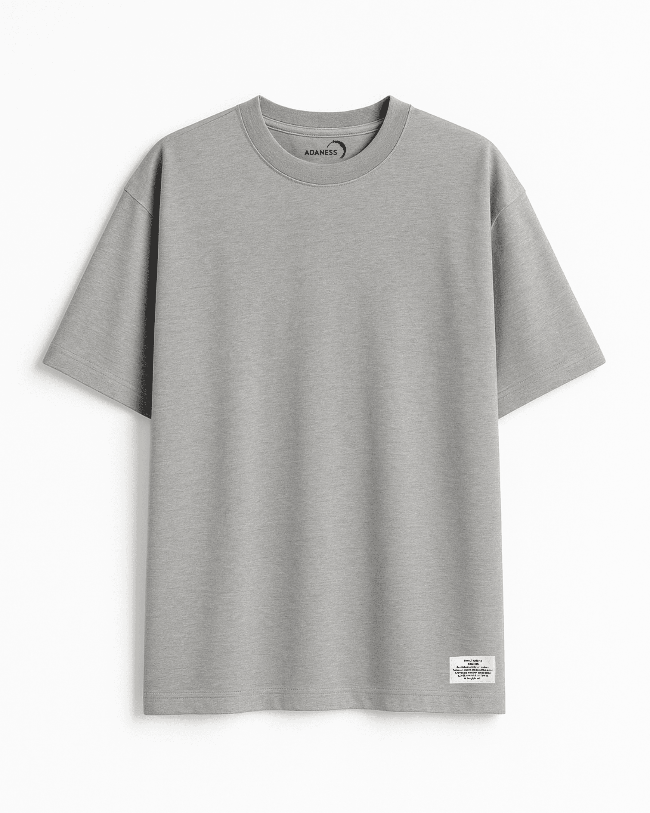 Basic Oversize Unisex Tişört - Gri
