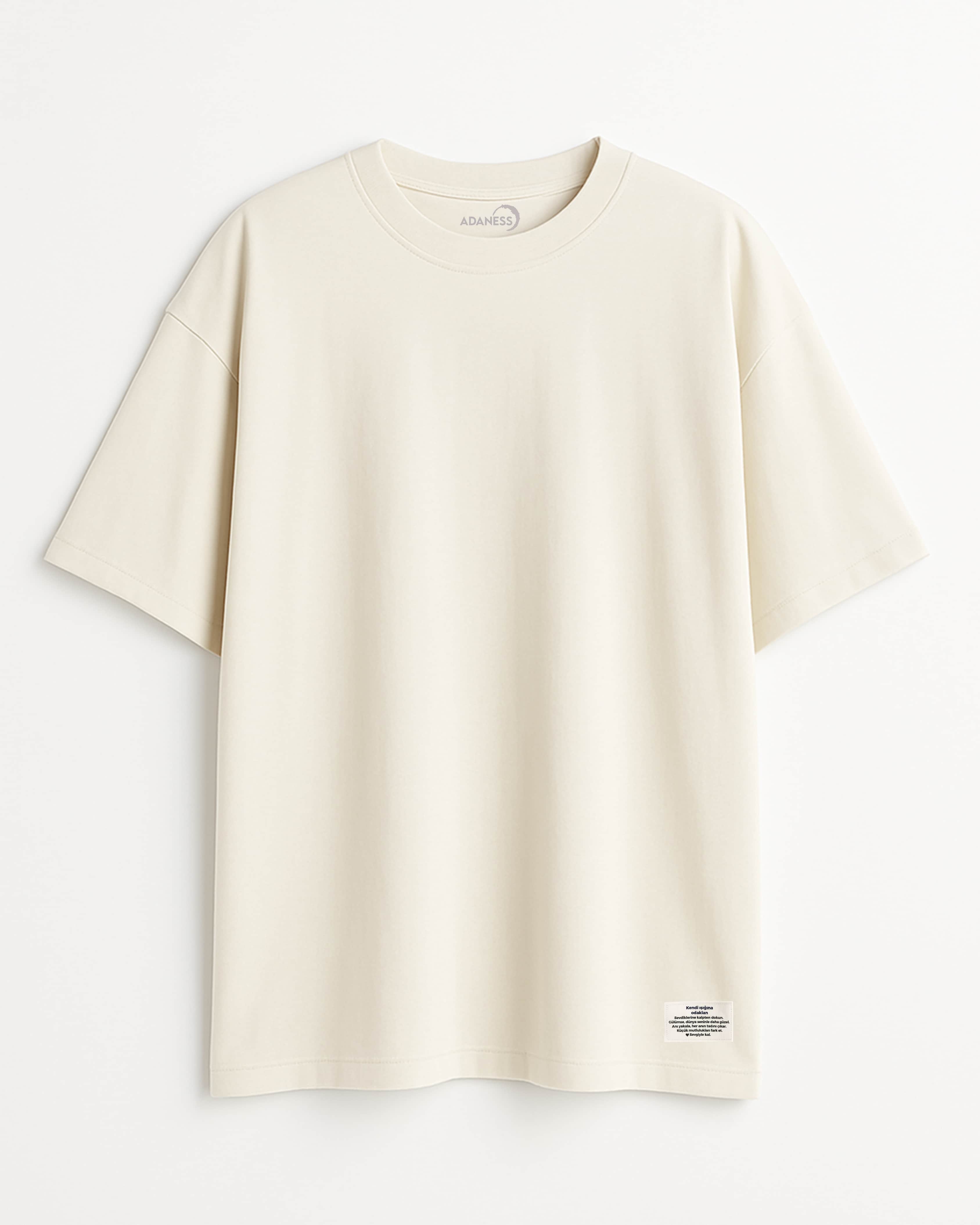 ADANESS Basic Oversize Unisex Tişört - Krem