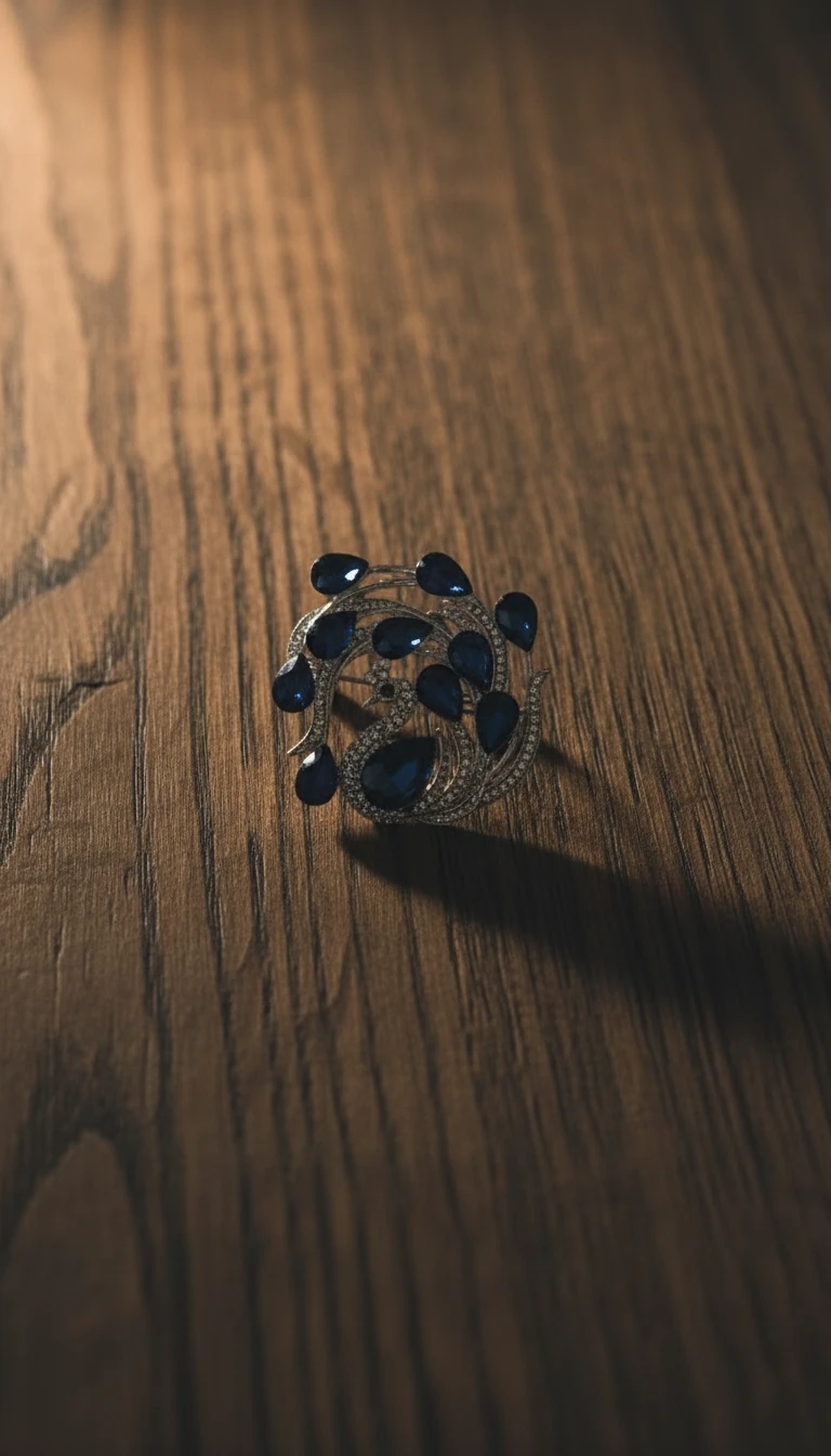 Mavi Kristal Taşlı Tavus Kuşu Broş