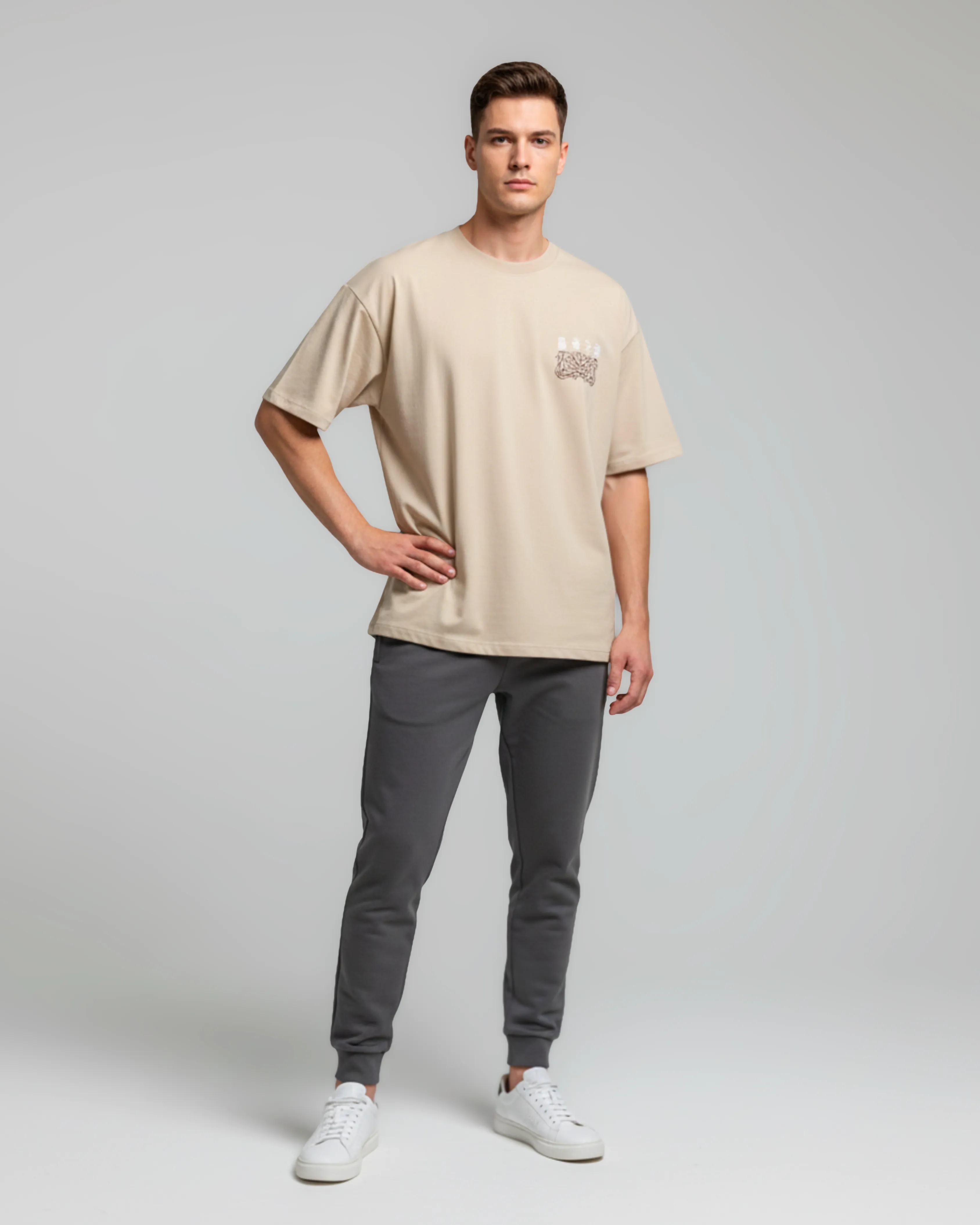 Dream Flow Oversize Unisex Tişört - Bej