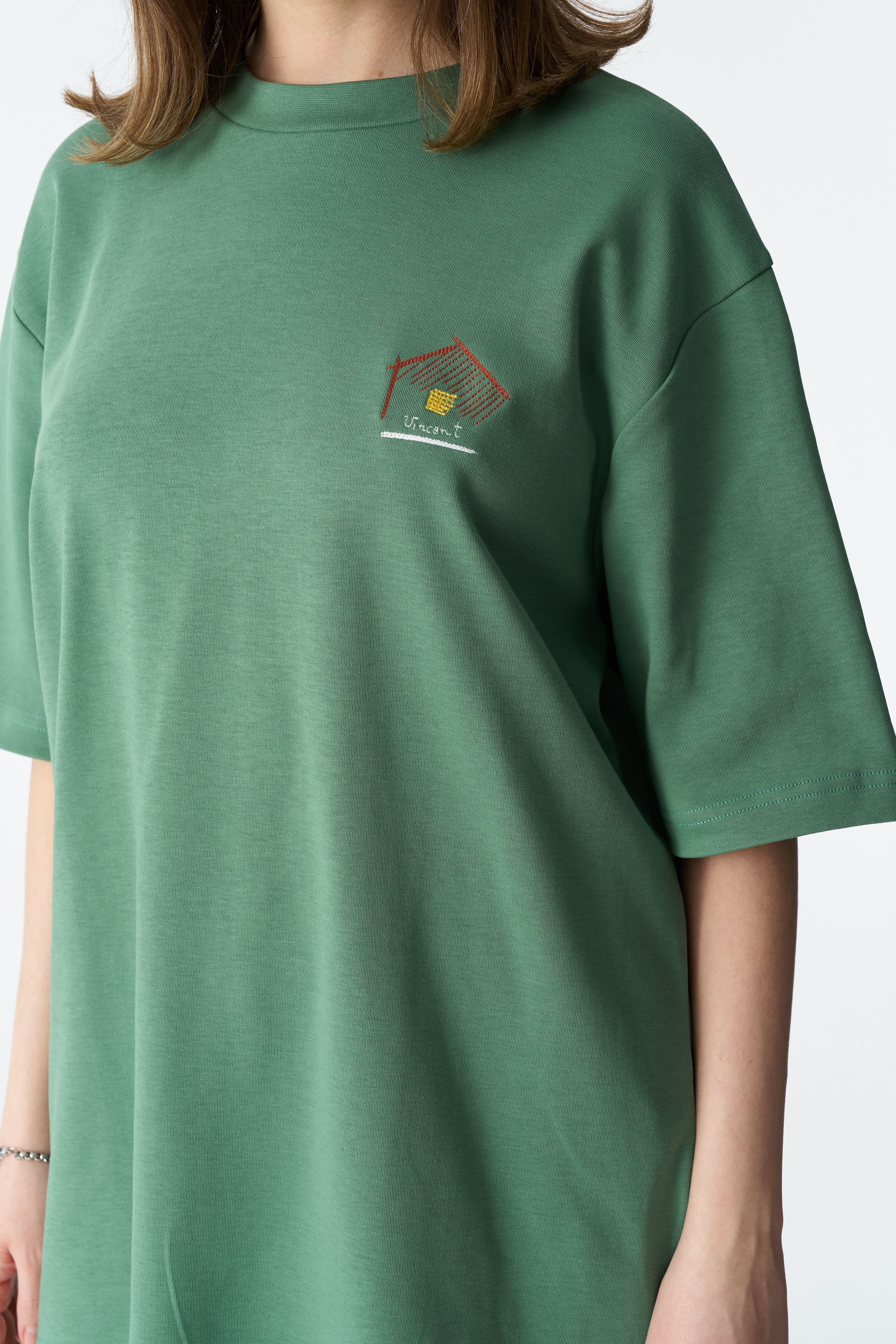 House of Vincent Nakışlı Unisex Tişört - Yeşil