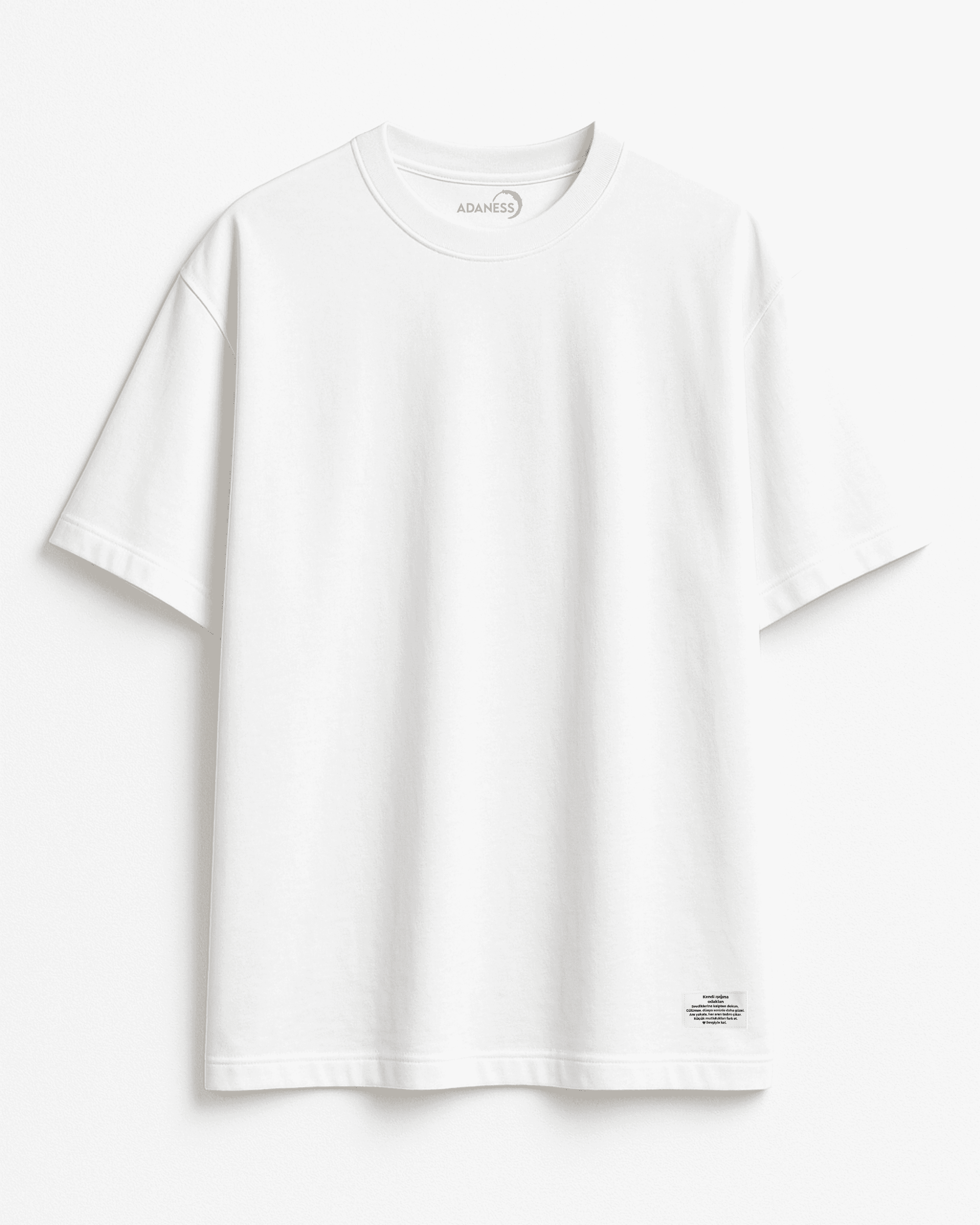 ADANESS Basic Oversize Unisex Tişört - Beyaz