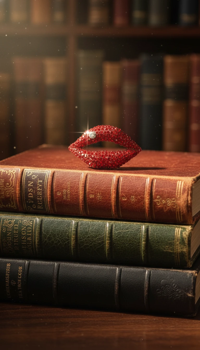 Kırmızı Kristal Taşlı Dudak Broş