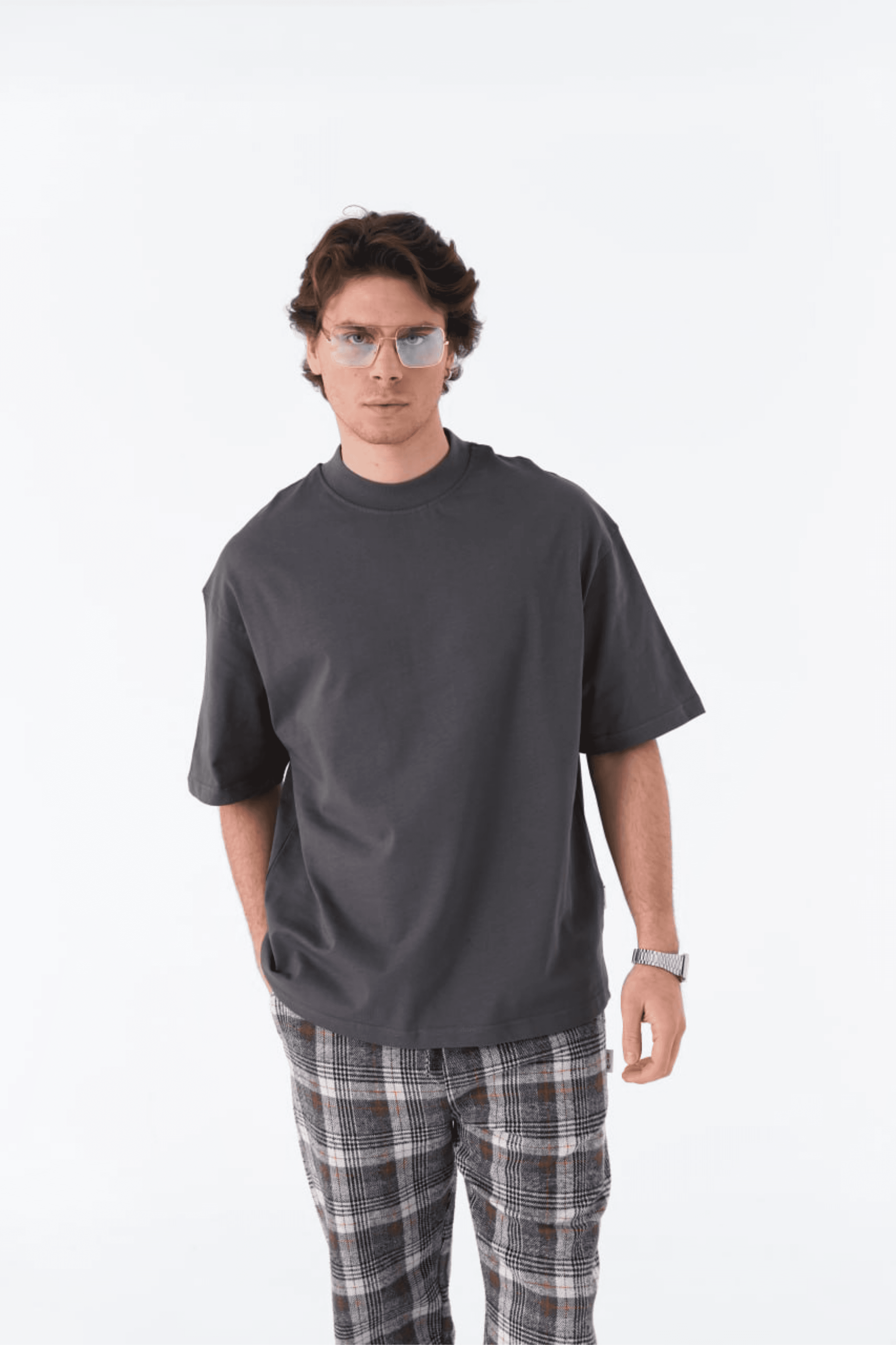 Basic Oversize Unisex Tişört | ADANESS  - Gri