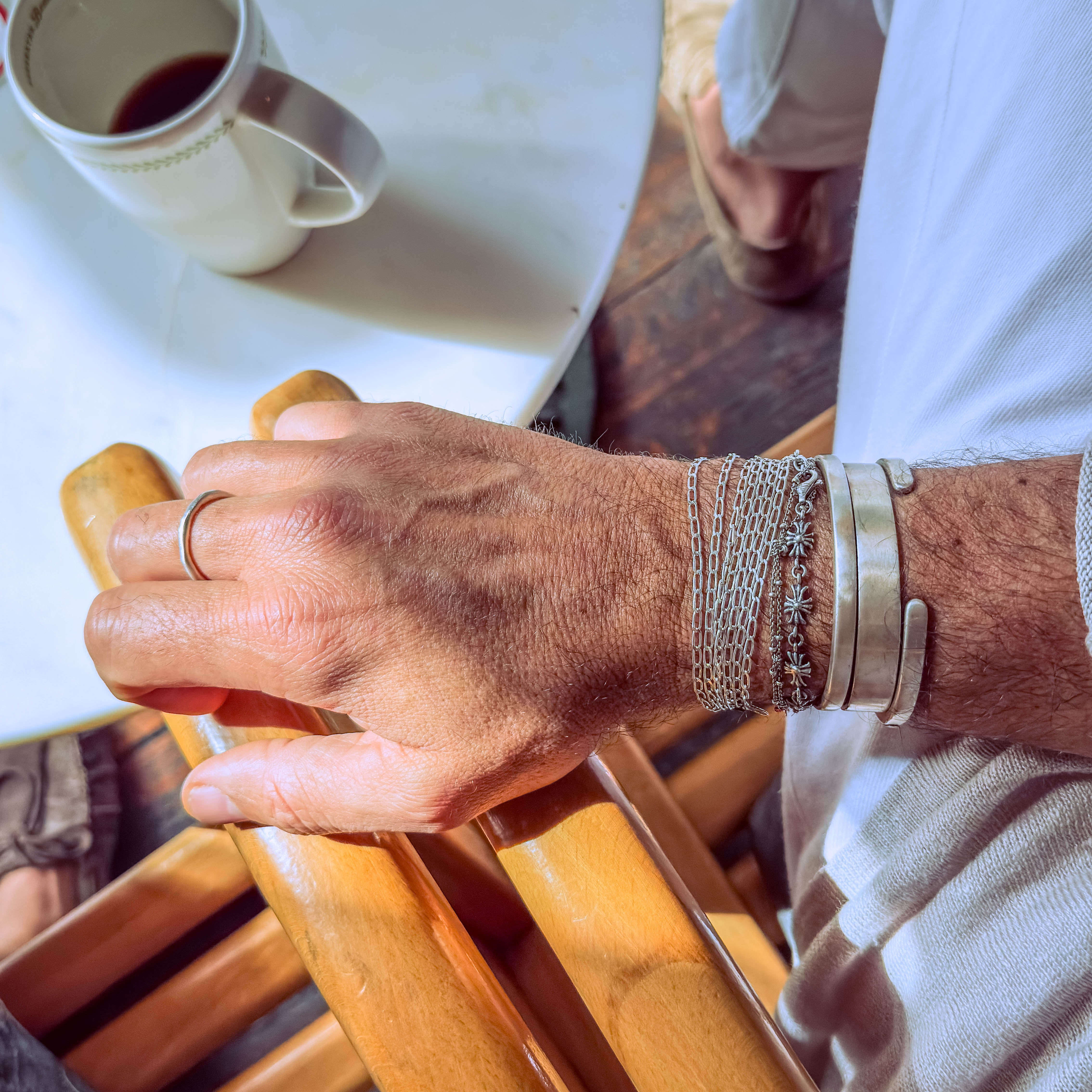 Fersknit - Gümüş 7 Sıra Zincirli Bileklik Unisex