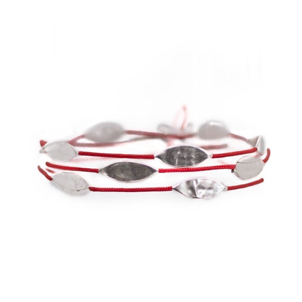 Fersknit - Unisex Silver Mini Leaf Wrapped Bracelet