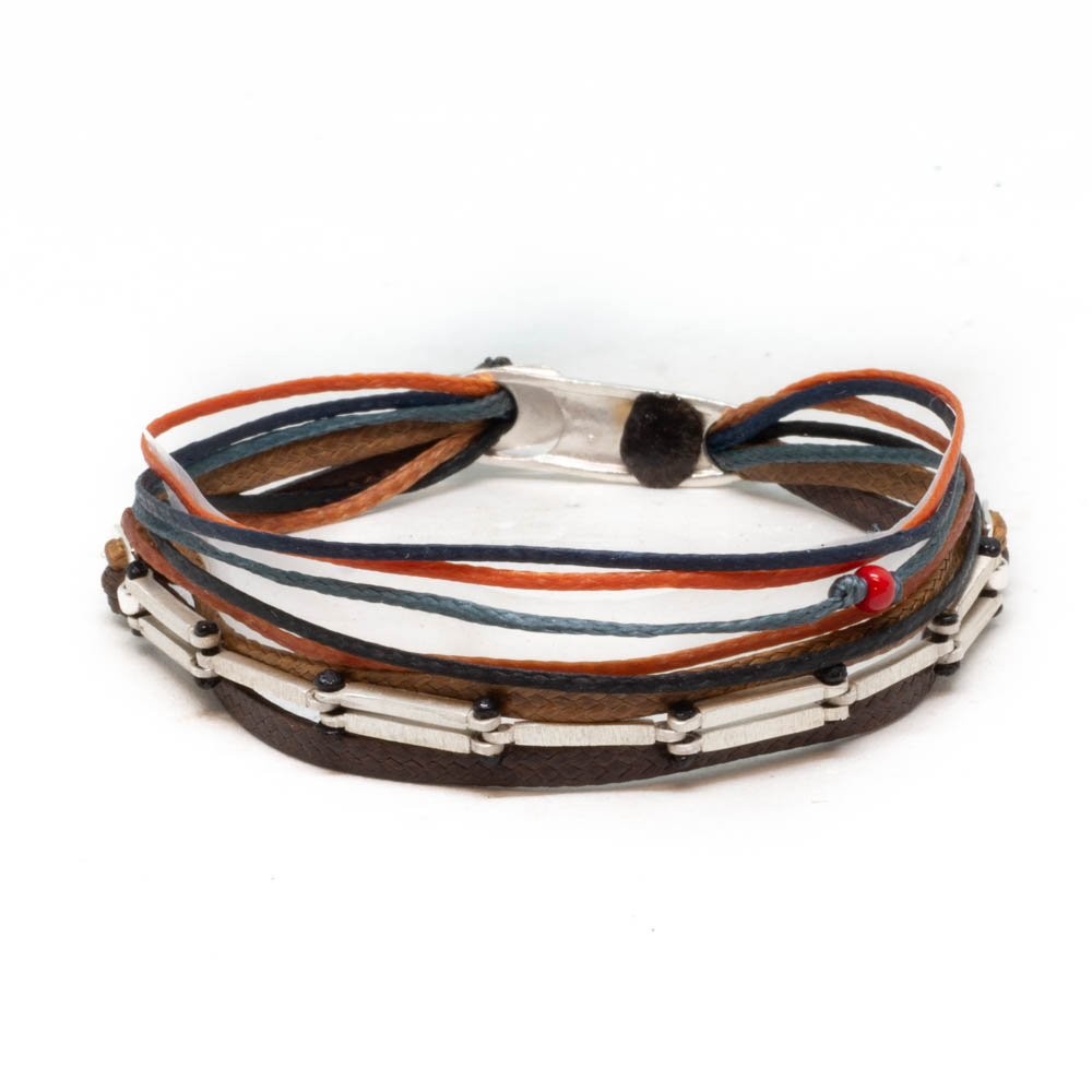 Fersknit - Unisex 7 Cords Silver Bar Bracelet